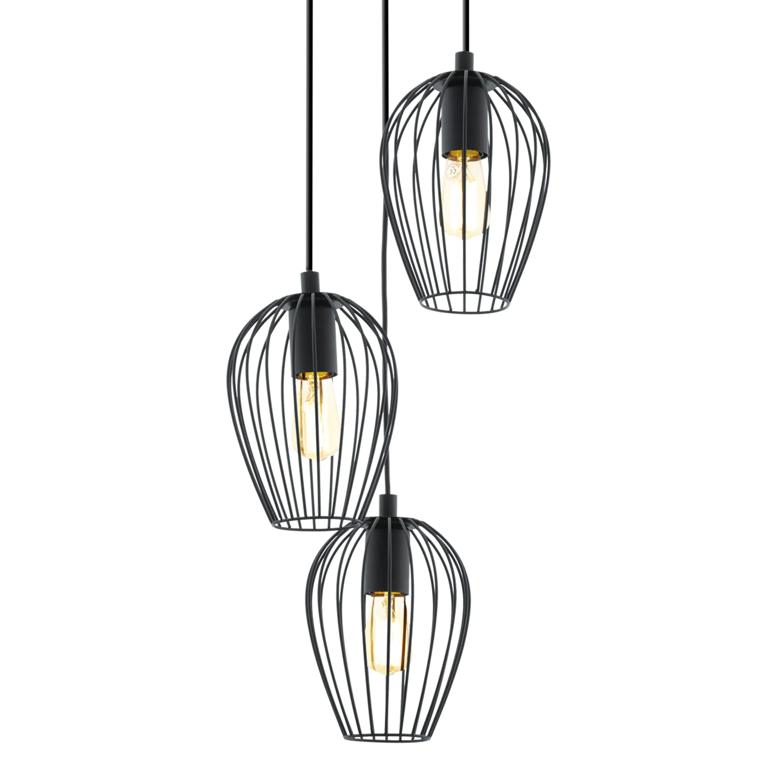 Eglo 3er Pendelleuchte Newtown schwarz Ø 38 cm E27, max. 60 W