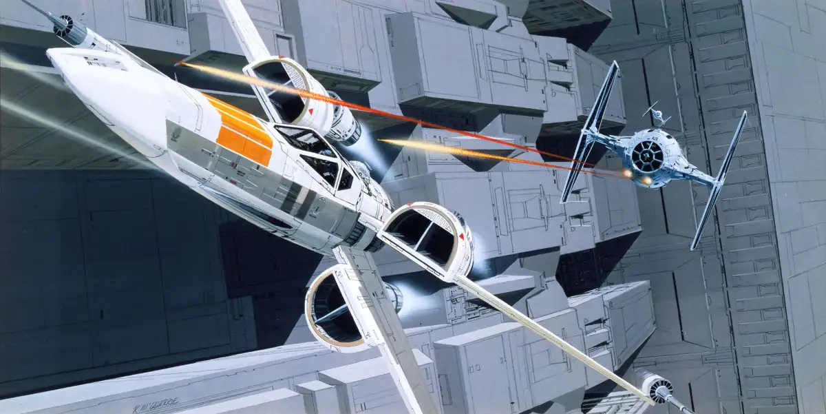 Komar Vlies Fototapete Star Wars Classic X-Wing vs. TIE-Fighter 500 x 250 cm 