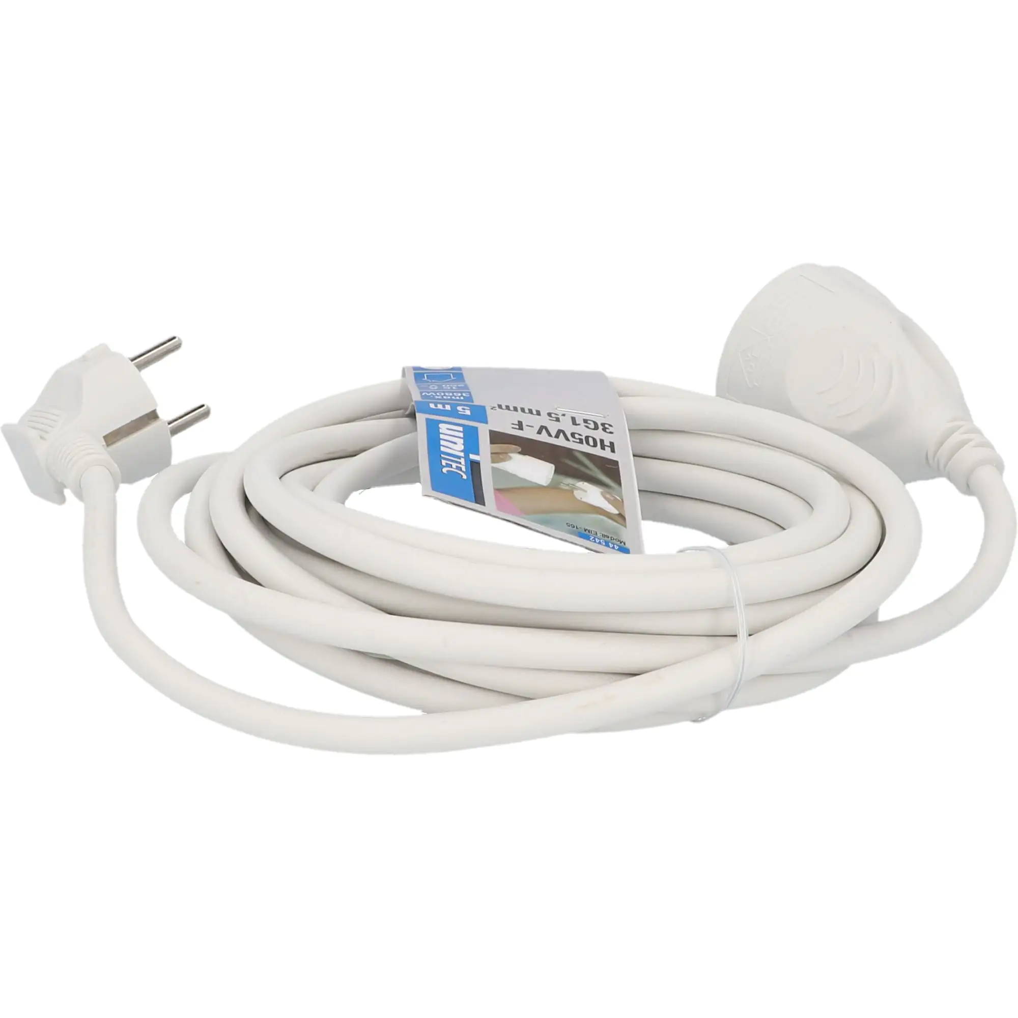 Unitec Verlängerungskabel Innen 5 Meter H05VV-F3G1,5, weiß