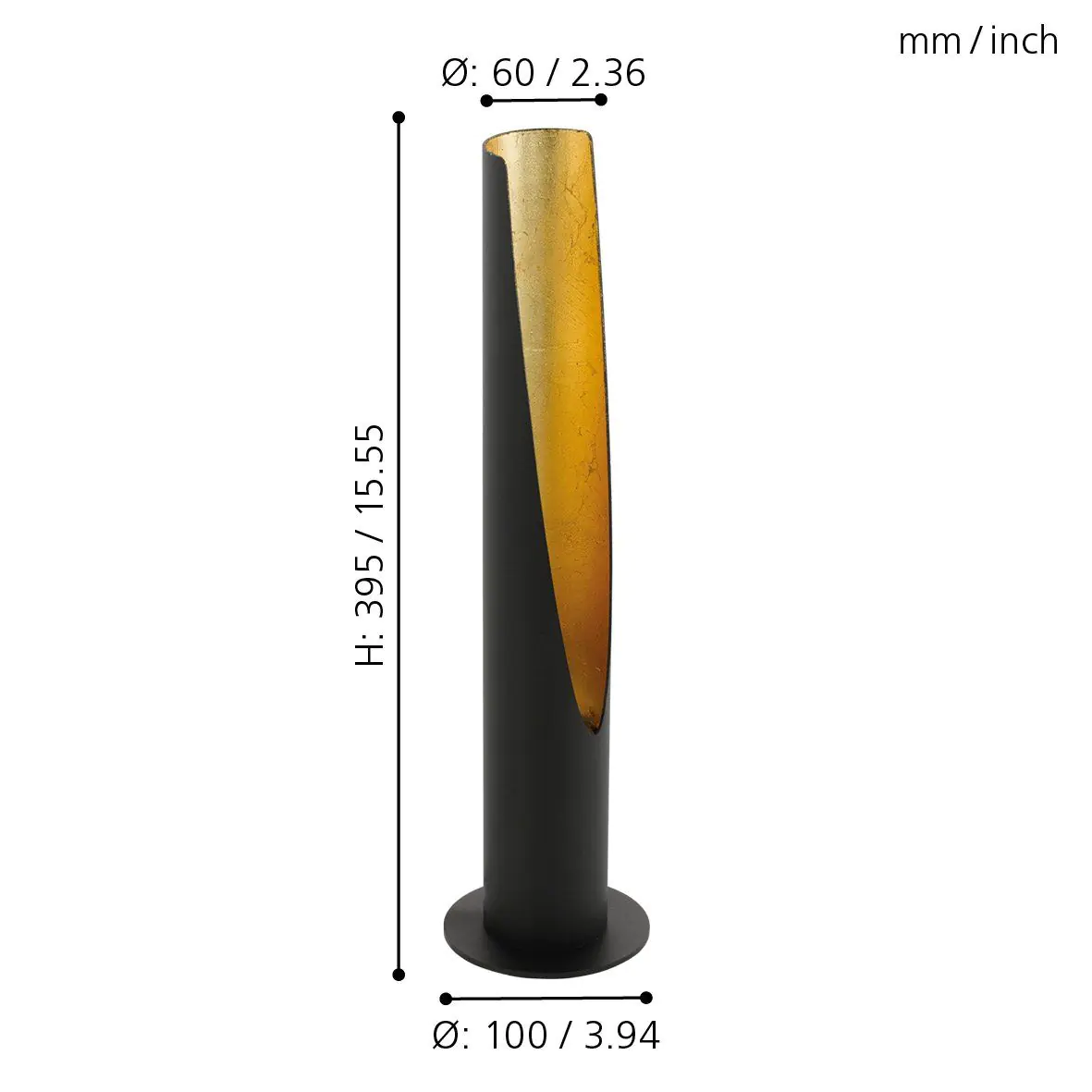 Eglo Tischleuchte Barbotto 39,5 x 6 cm GU10, schwarz-gold