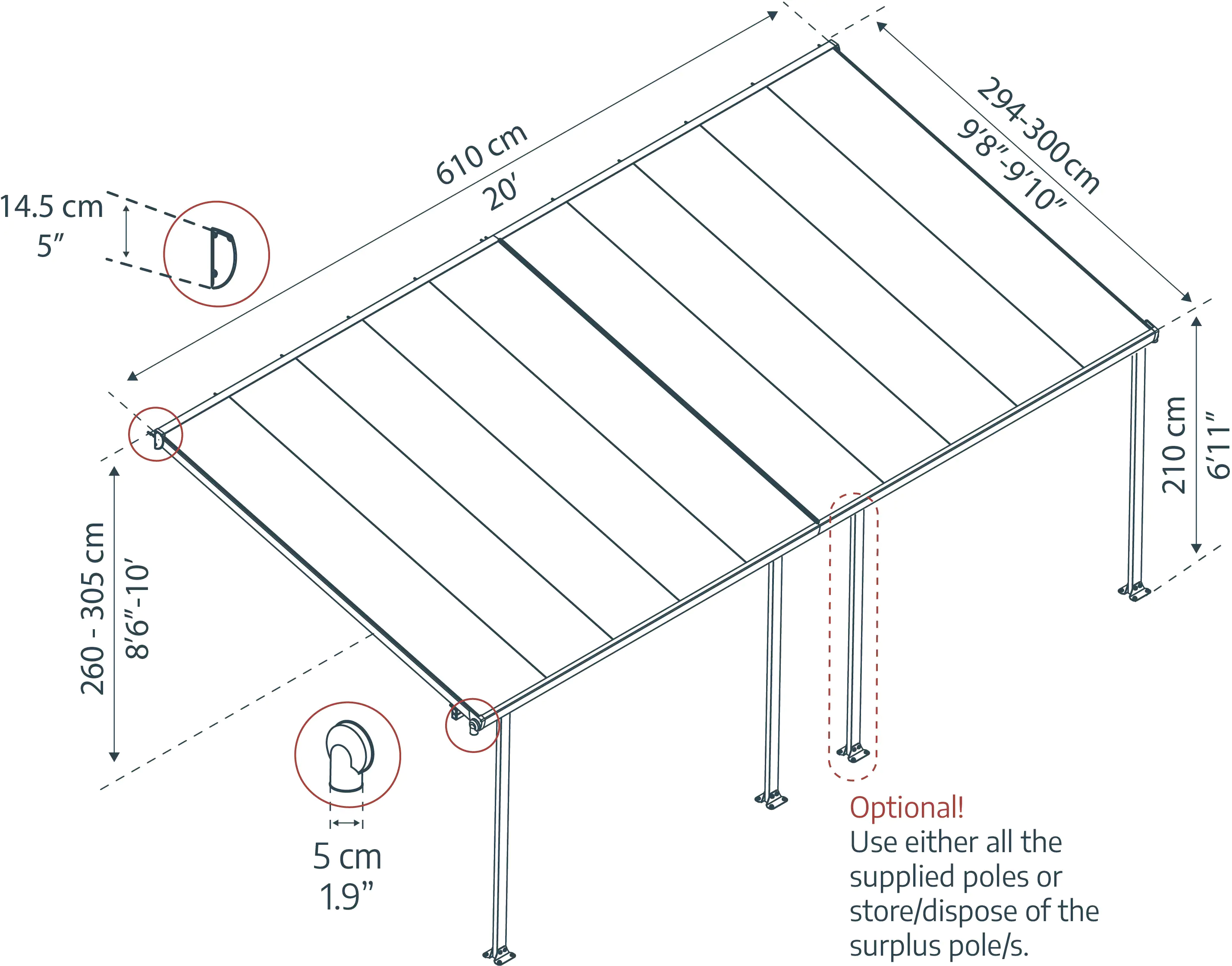 Canopia Terrassenüberdachung Feria 610 x 294 cm anthrazit