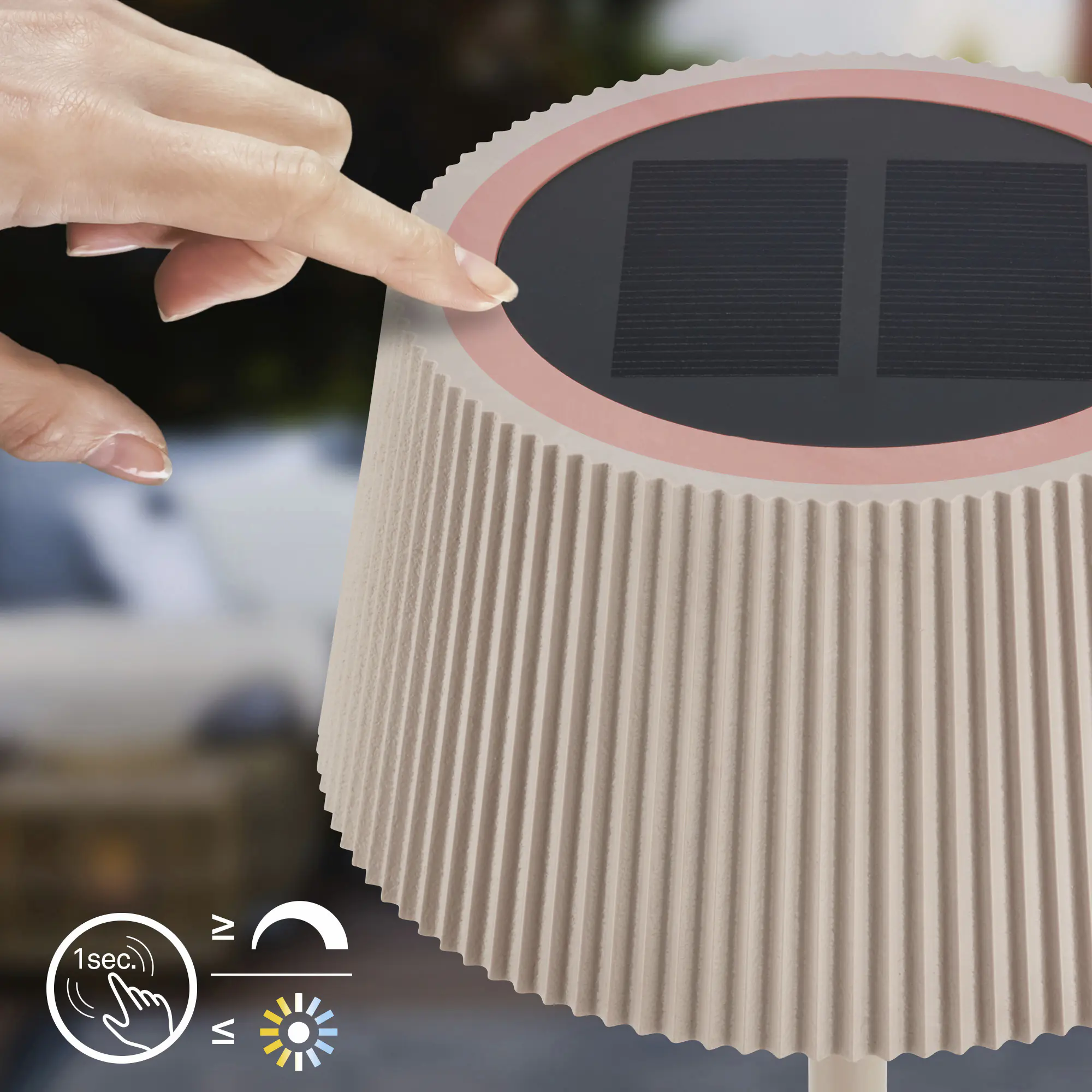 Briloner LED Solar-Tischleuchte Alia Ø 12 x 34 cm warmweiß-kaltweiß beige dimmbar