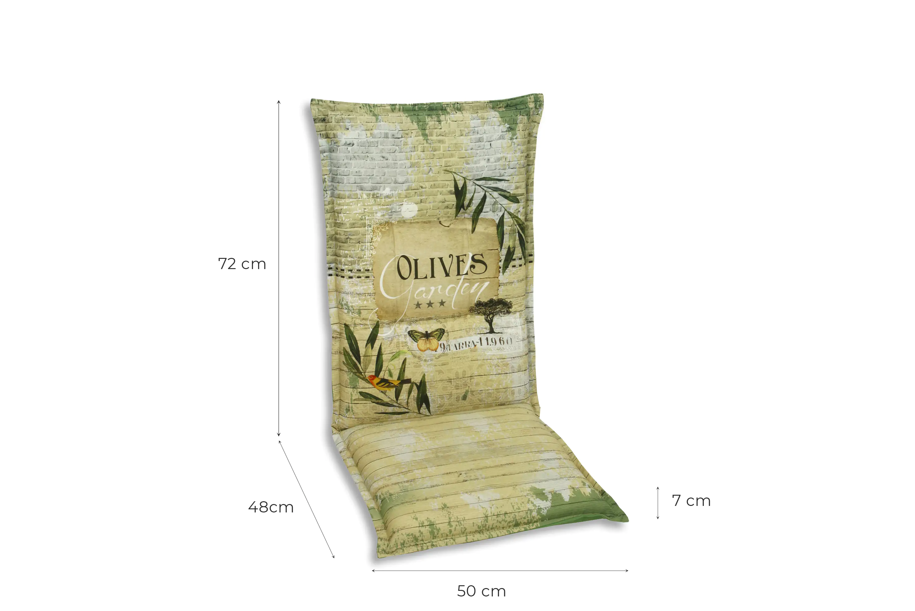 Go-De Hochlehner-Auflage 120 cm x 50 cm x 7 cm grün beige gemustert
