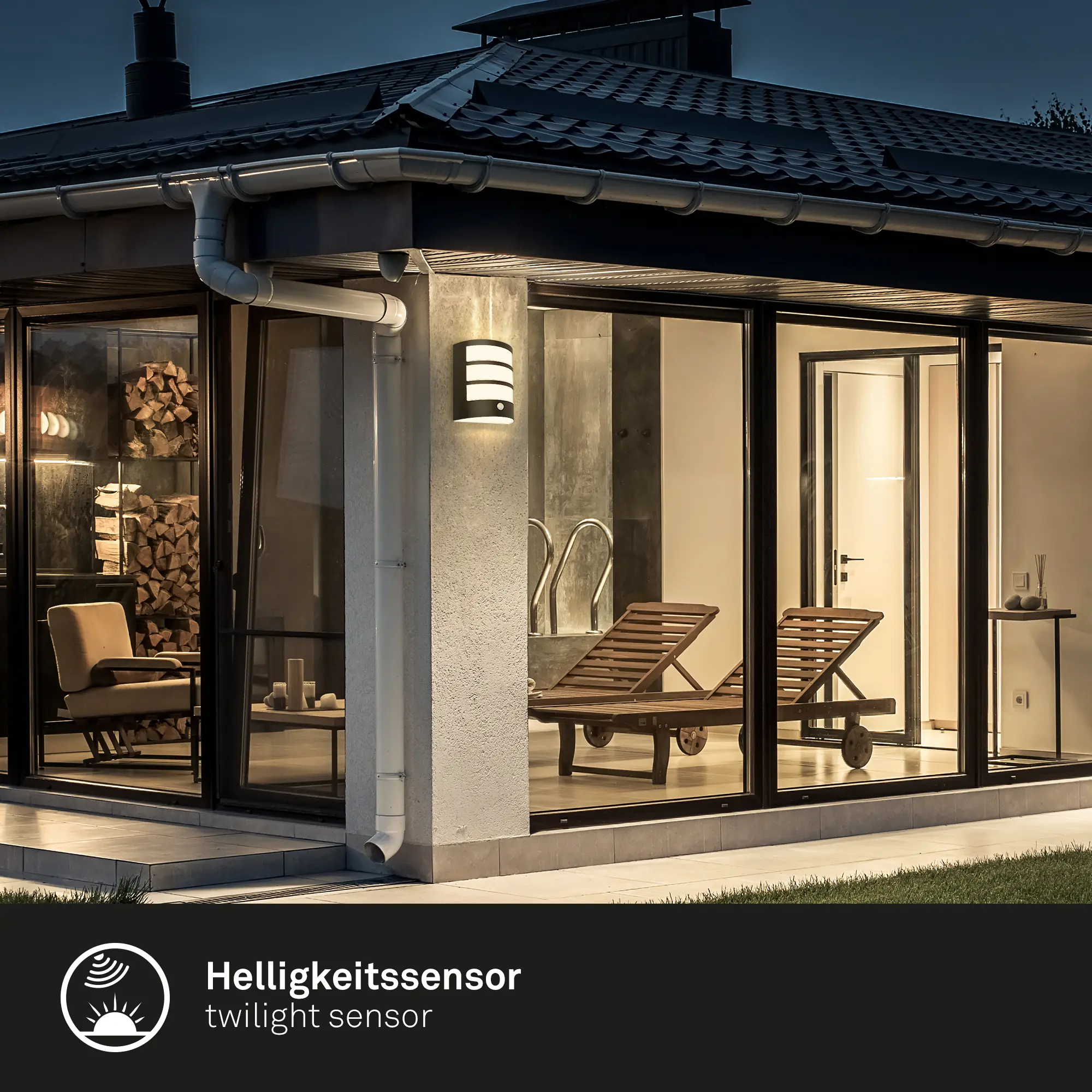 Briloner LED Akku-Außenwandleuchte 5,8W schwarz Bewegungssensor warmweiß