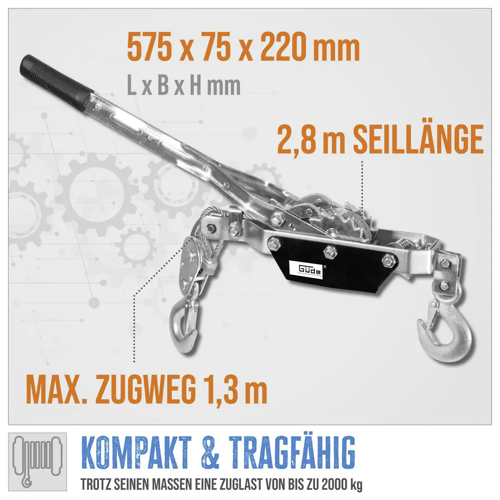 Güde Handhebelseilzug HS 2000 2,8 m 2000 kg