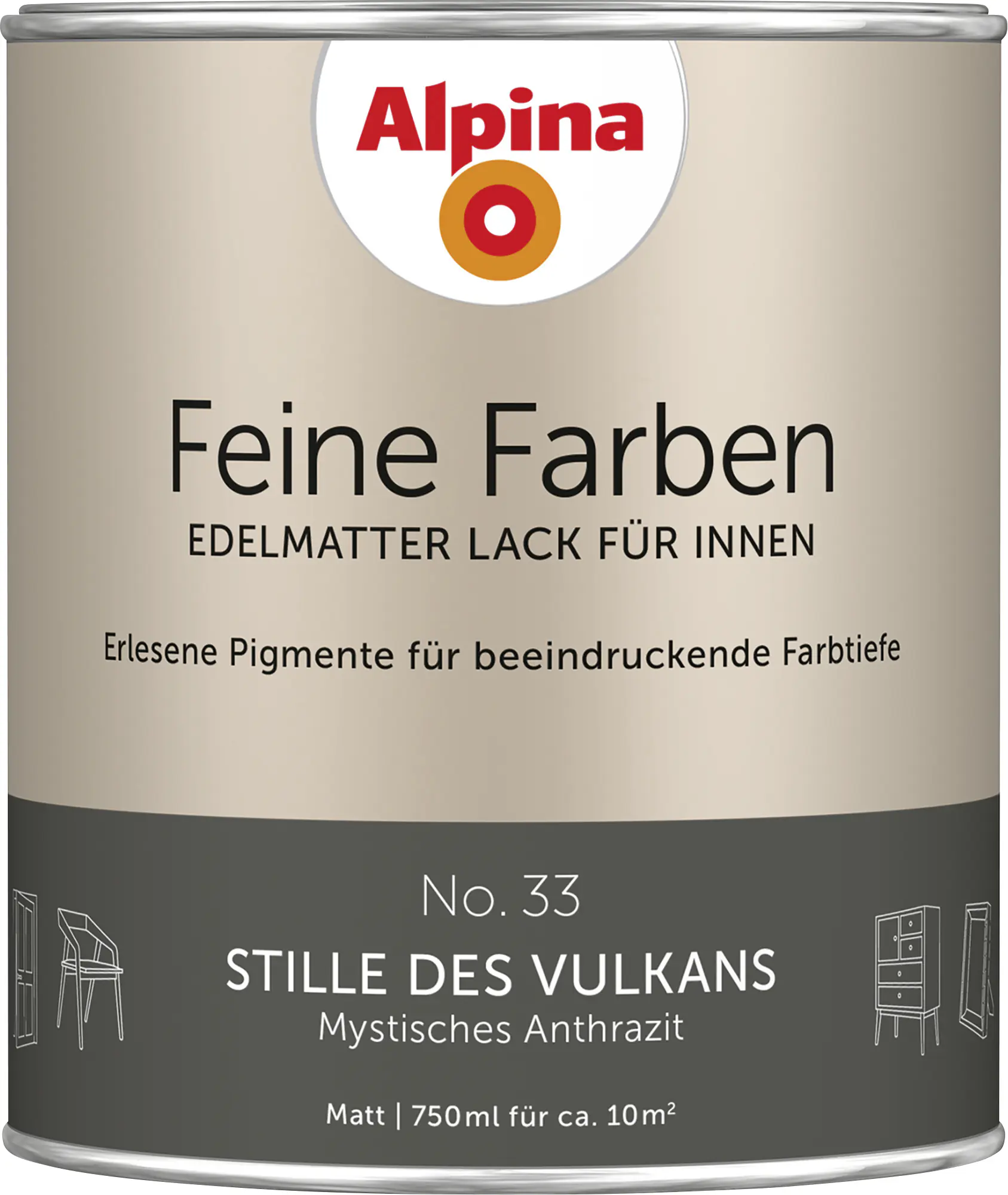Alpina Feine Farben Lack No. 33 Stille des Vulkans - anthrazit 750 ml
