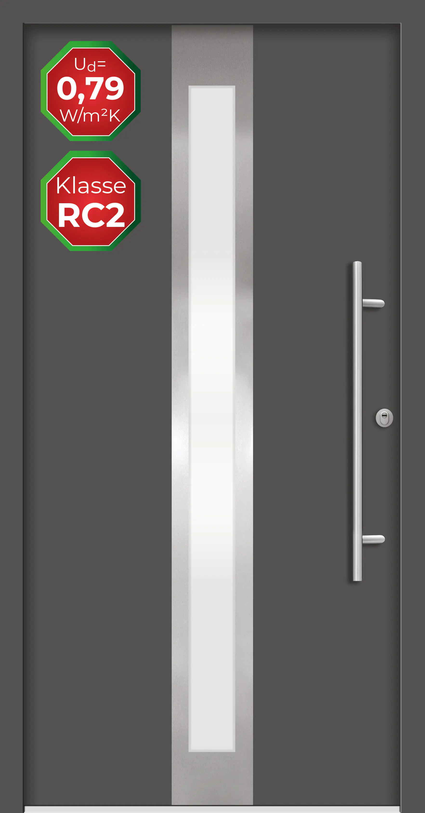 Splendoor Haustür Passivedoor Premium B01 RC2 Anthrazit DIN Rechts 100 x 210 cm