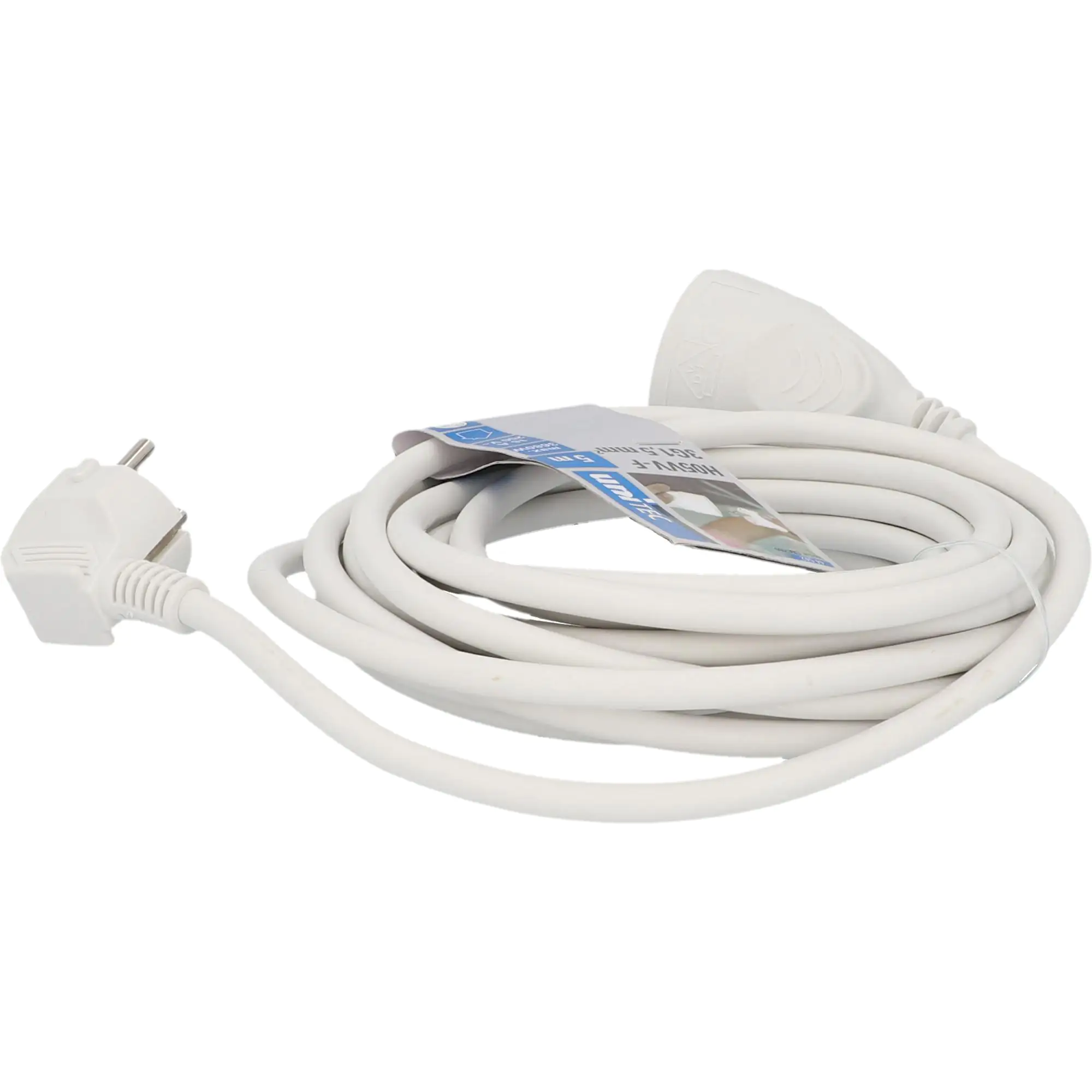 Unitec Verlängerungskabel Innen 5 Meter H05VV-F3G1,5, weiß