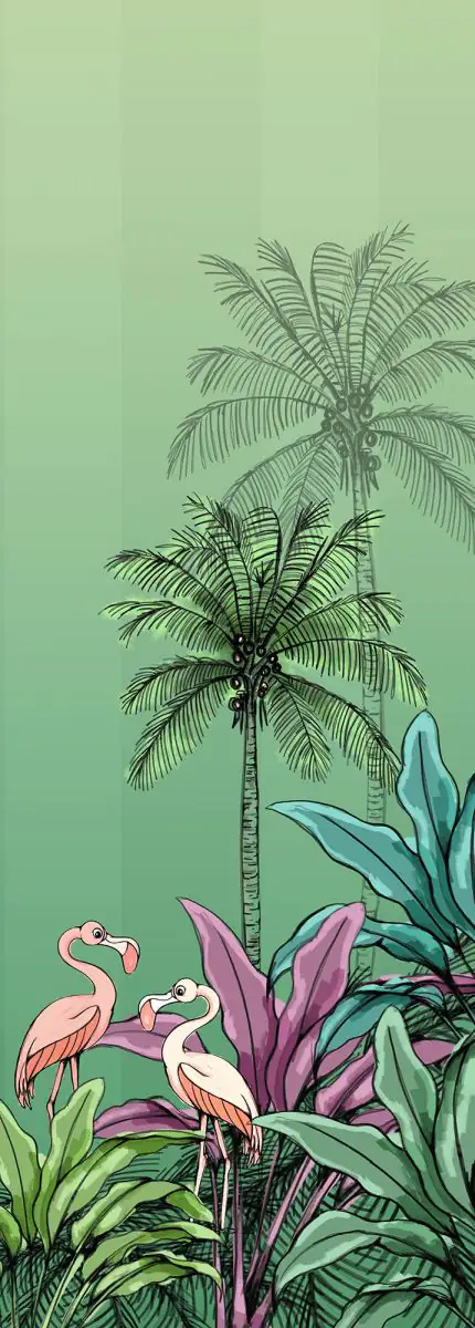 Komar Vlies Fototapete Jungle Flamingo 100 x 280 cm 