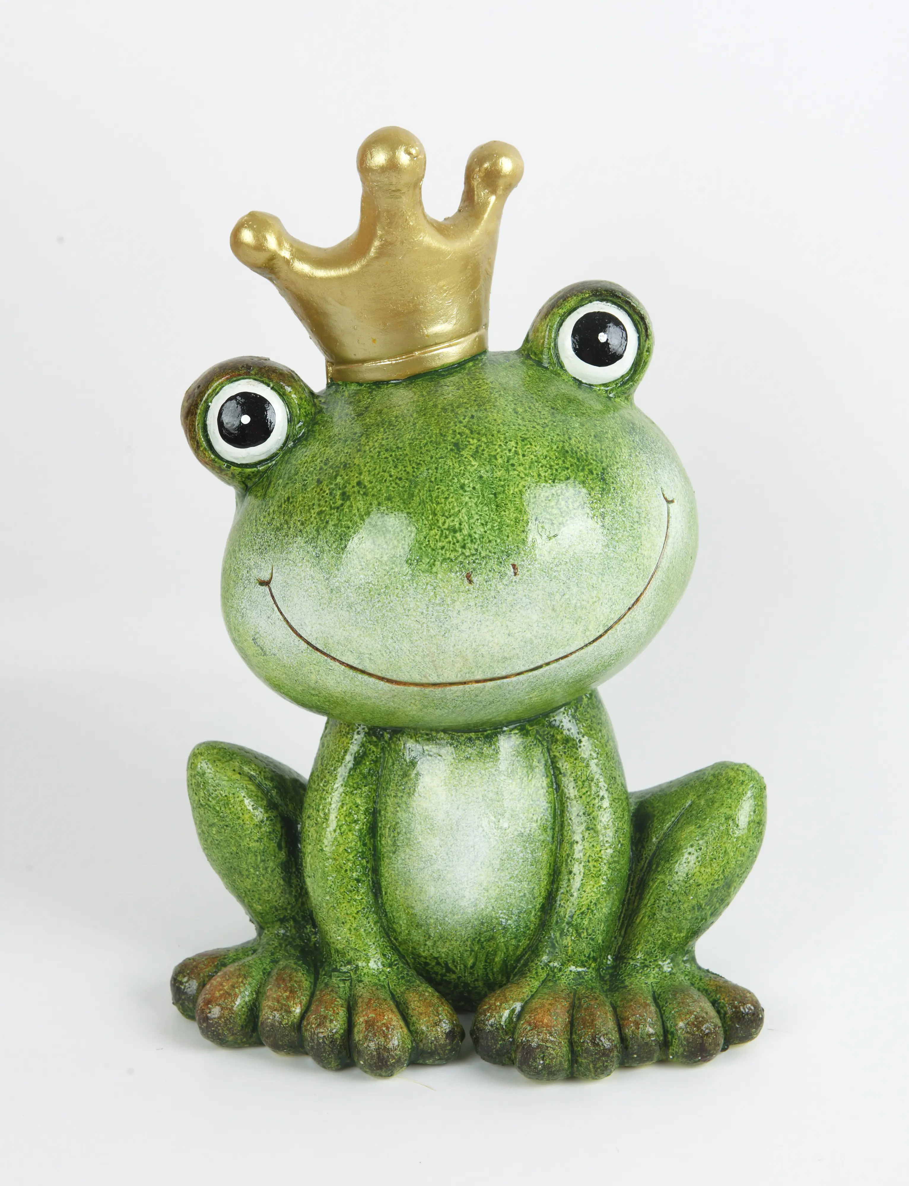 TrendLine Dekofigur Keramik Frosch mit Krone 34 x 18 x 23 cm grün