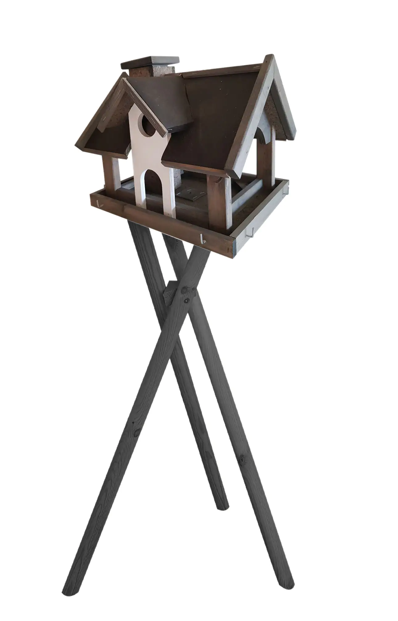 Vogelhaus massiv mit 3-Bein Ständer LxBxH: 34x33x40 cm