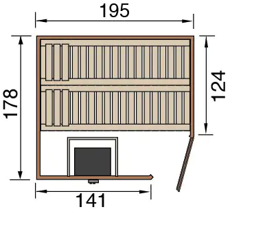 Weka Massivholzsauna Turku 1 mit Glastür mit Sparset 2