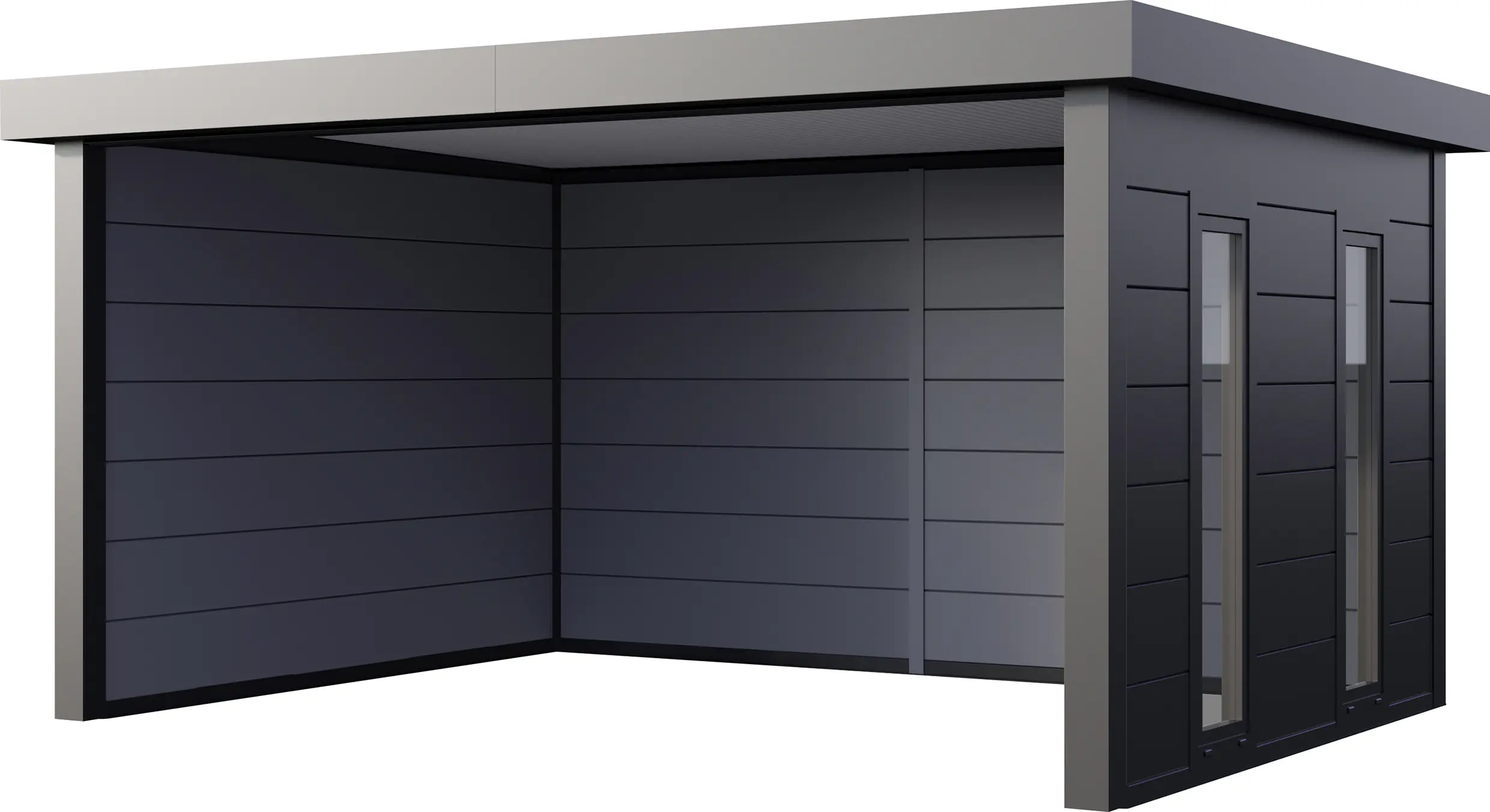 Telluria Pavillon Singolo 4836 mit Fenstern granitgrau 478 x 358 cm