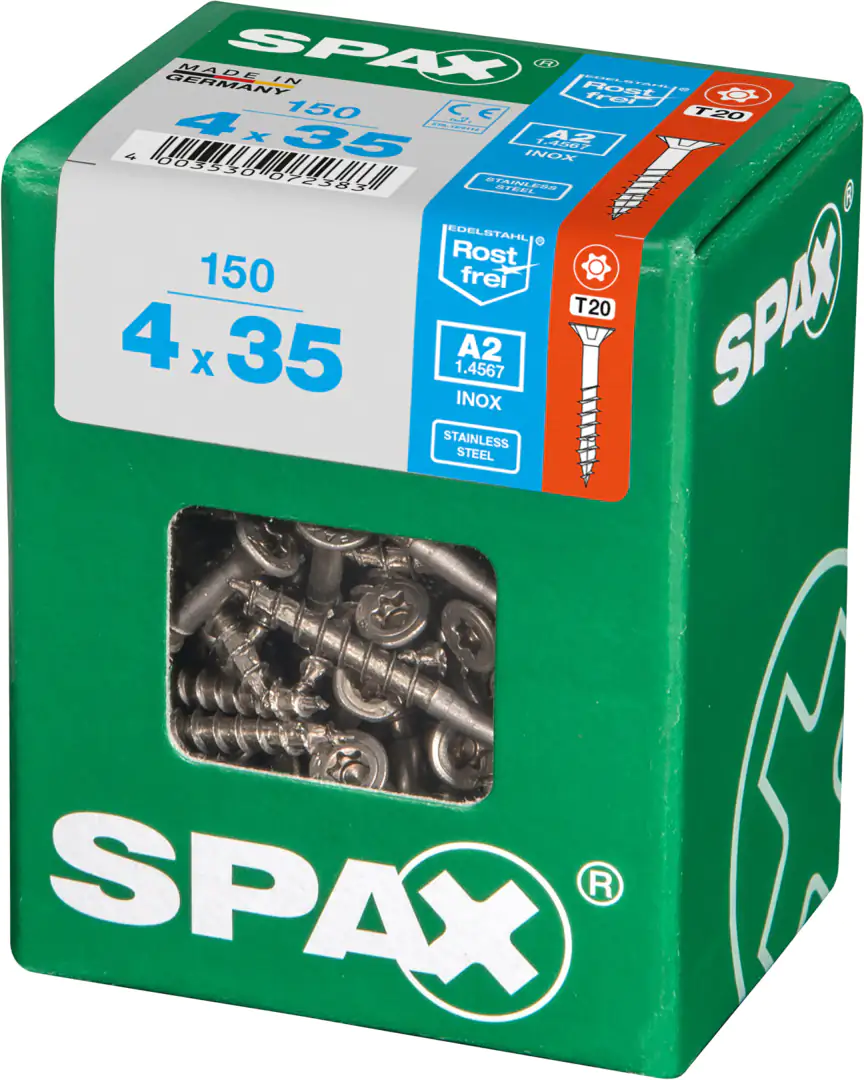 Spax Universalschrauben 4.0 x 35 mm TX 20 Senkkopf - 150 Stück Edelstahl