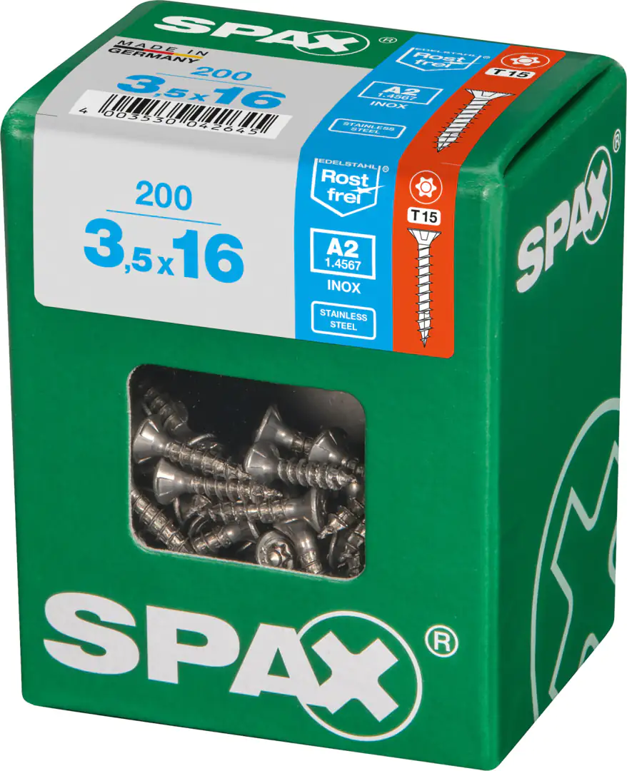 Spax Universalschrauben 3.5 x 16 mm TX 15 - 200 Stück Edelstahl