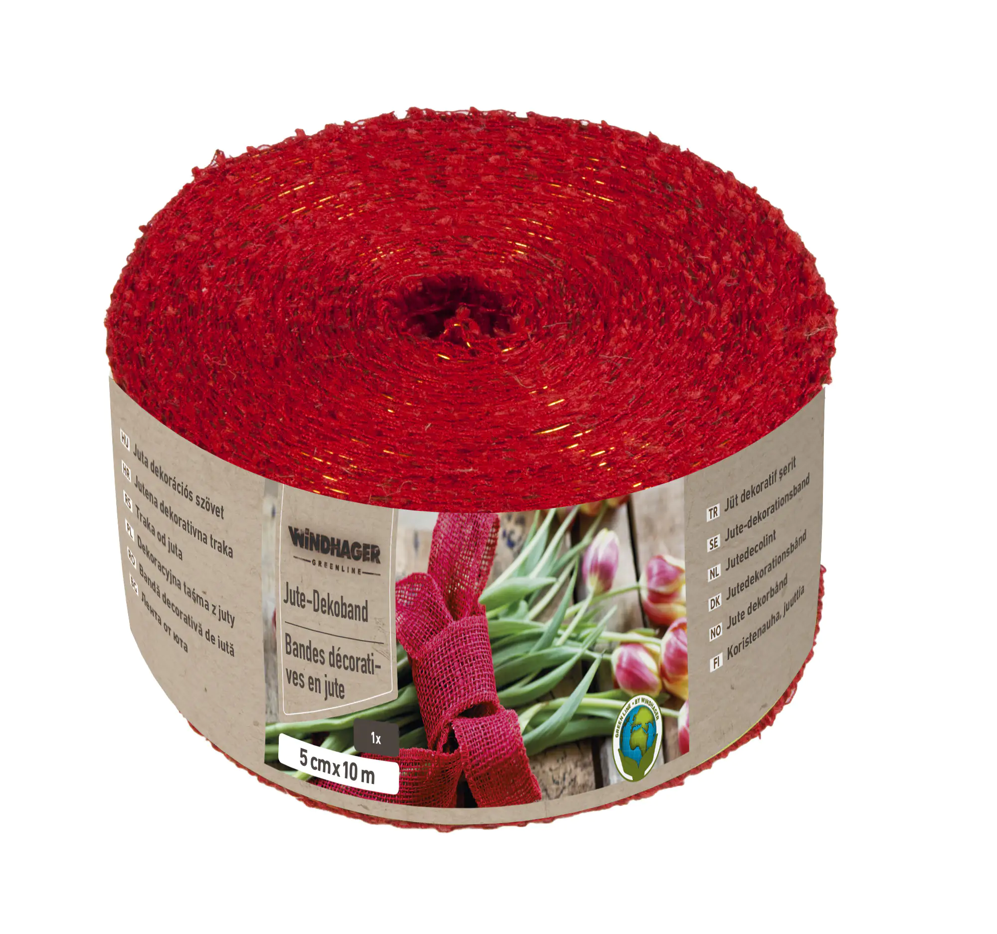 Windhager Jute Deko Band 5 cm x 10 m, rot