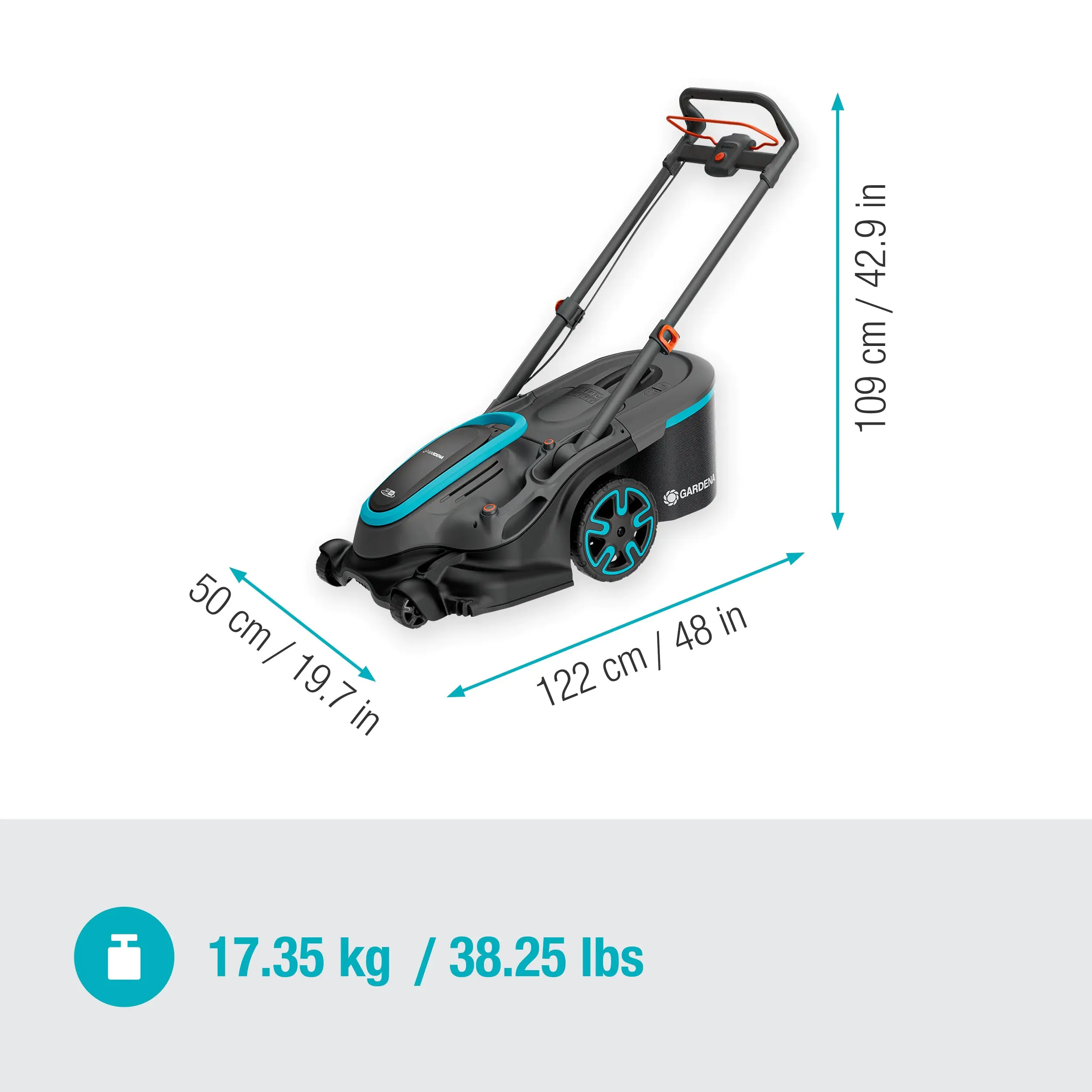 Gardena Akku Rasenmäher PowerMax Duo 46/36V, 46 cm Schnittbreite