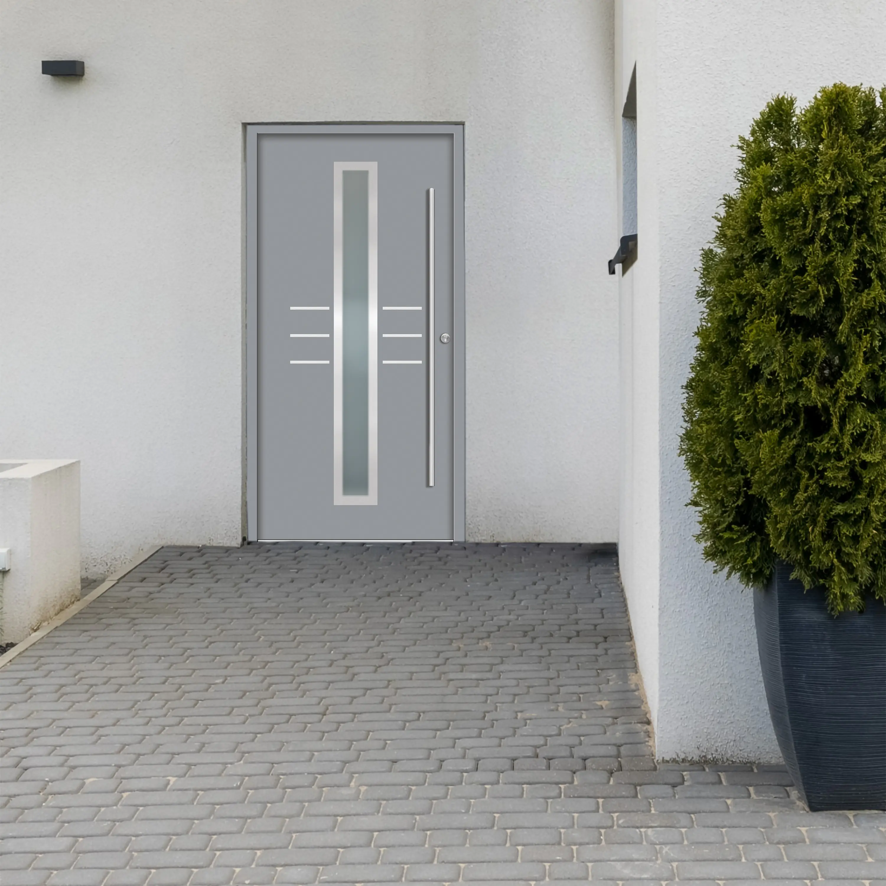 Splendoor Haustür Passivedoor Premium B07 Grau DIN Rechts 110 x 210 cm
