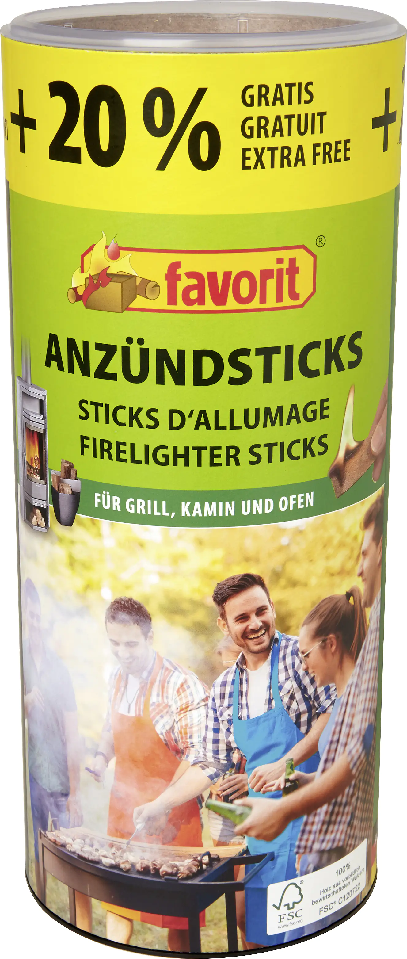 Favorit Anzündsticks Naturholz und Wachs 120 Stück