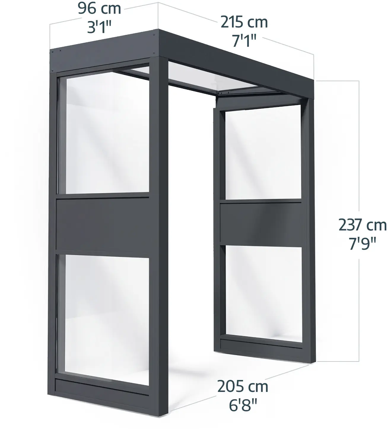 Canopia Vordach Sophia 160 x 95 cm Klar grau + 2 Seitenteile 