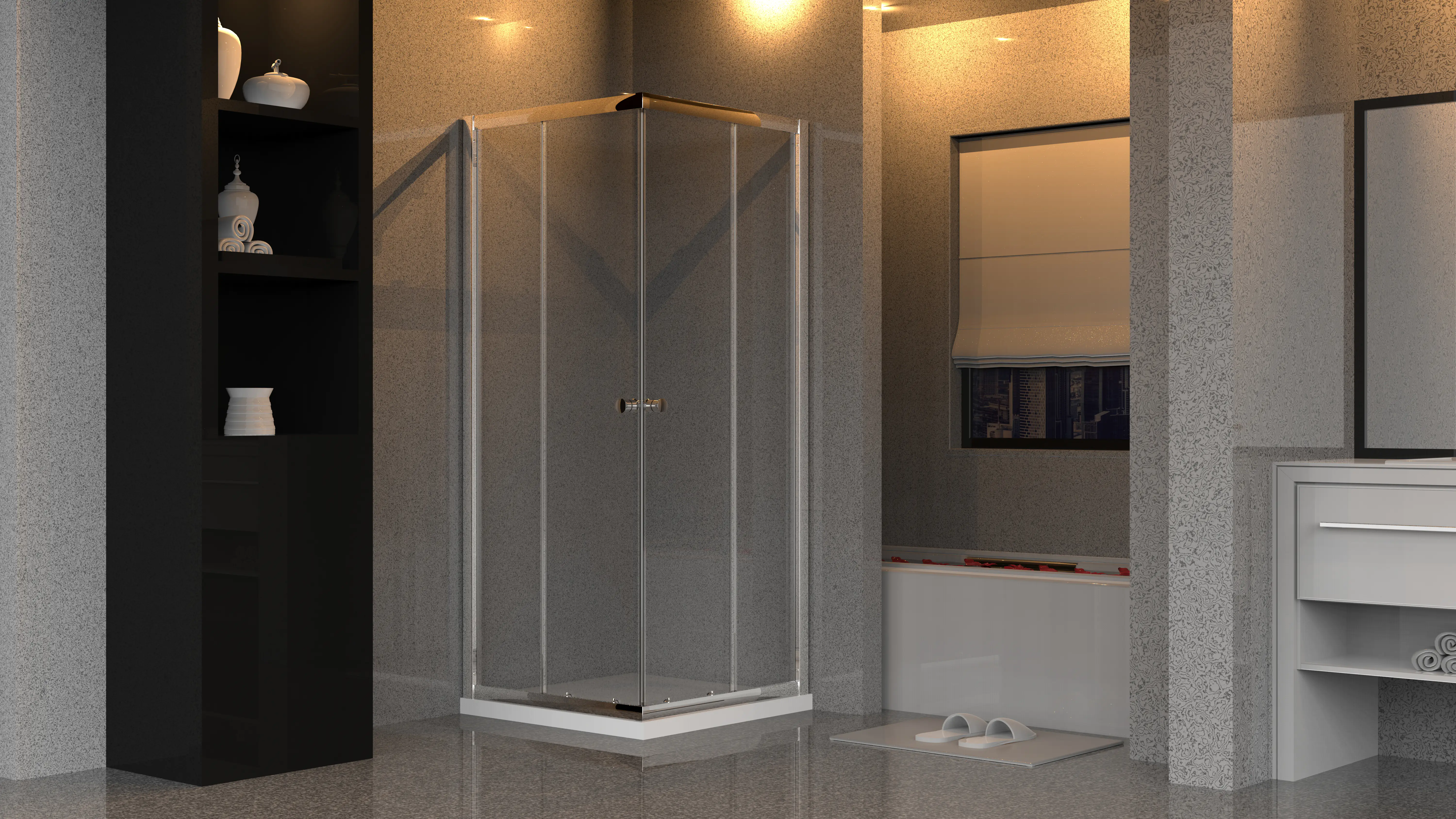 Primaster Eckdusche Easy-5 Schiebetür 80 x 80 cm Klarglas chrom