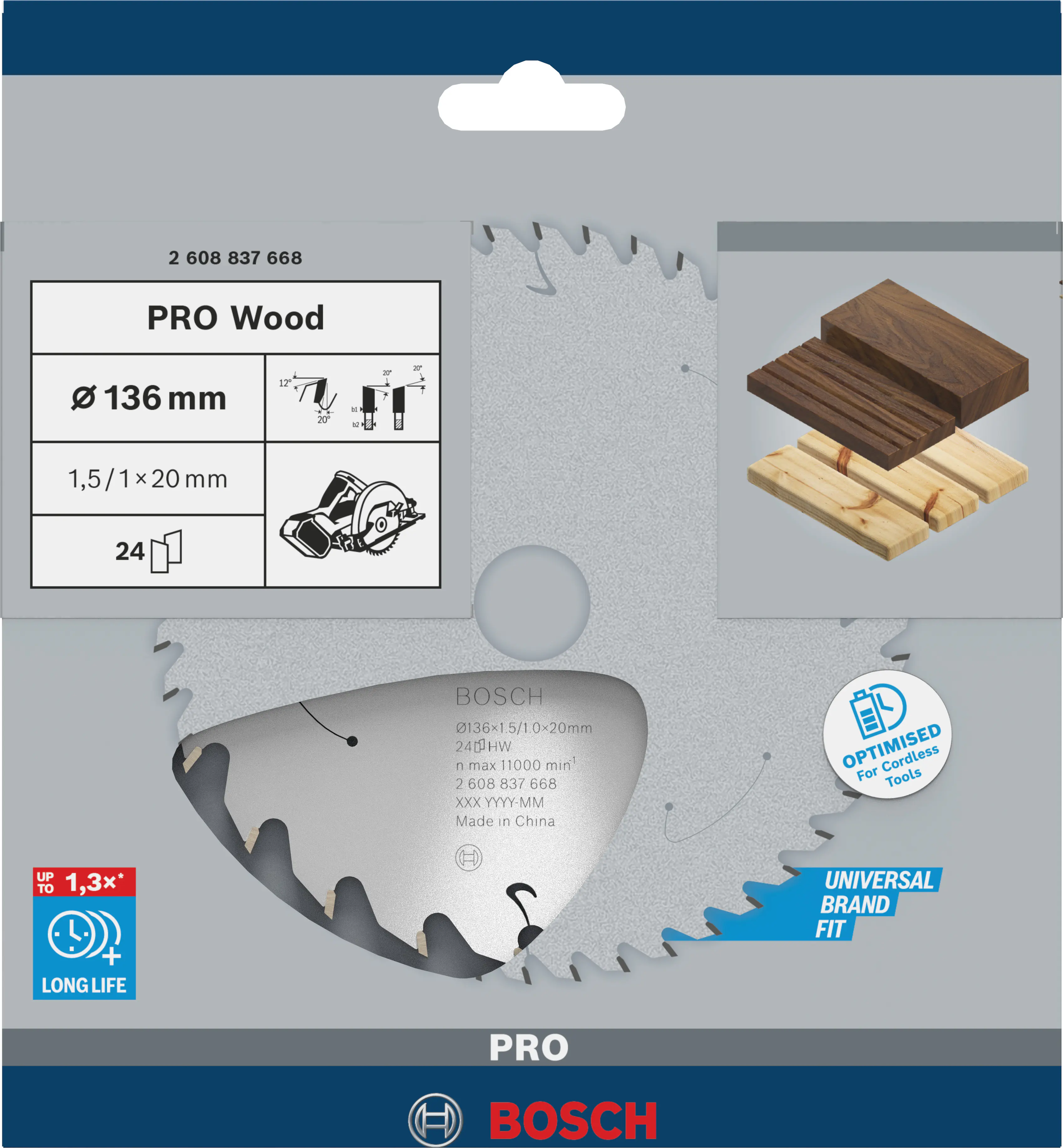 Bosch PRO Wood cordless Kreissägeblatt 136 x 1,5 x 20 mm
