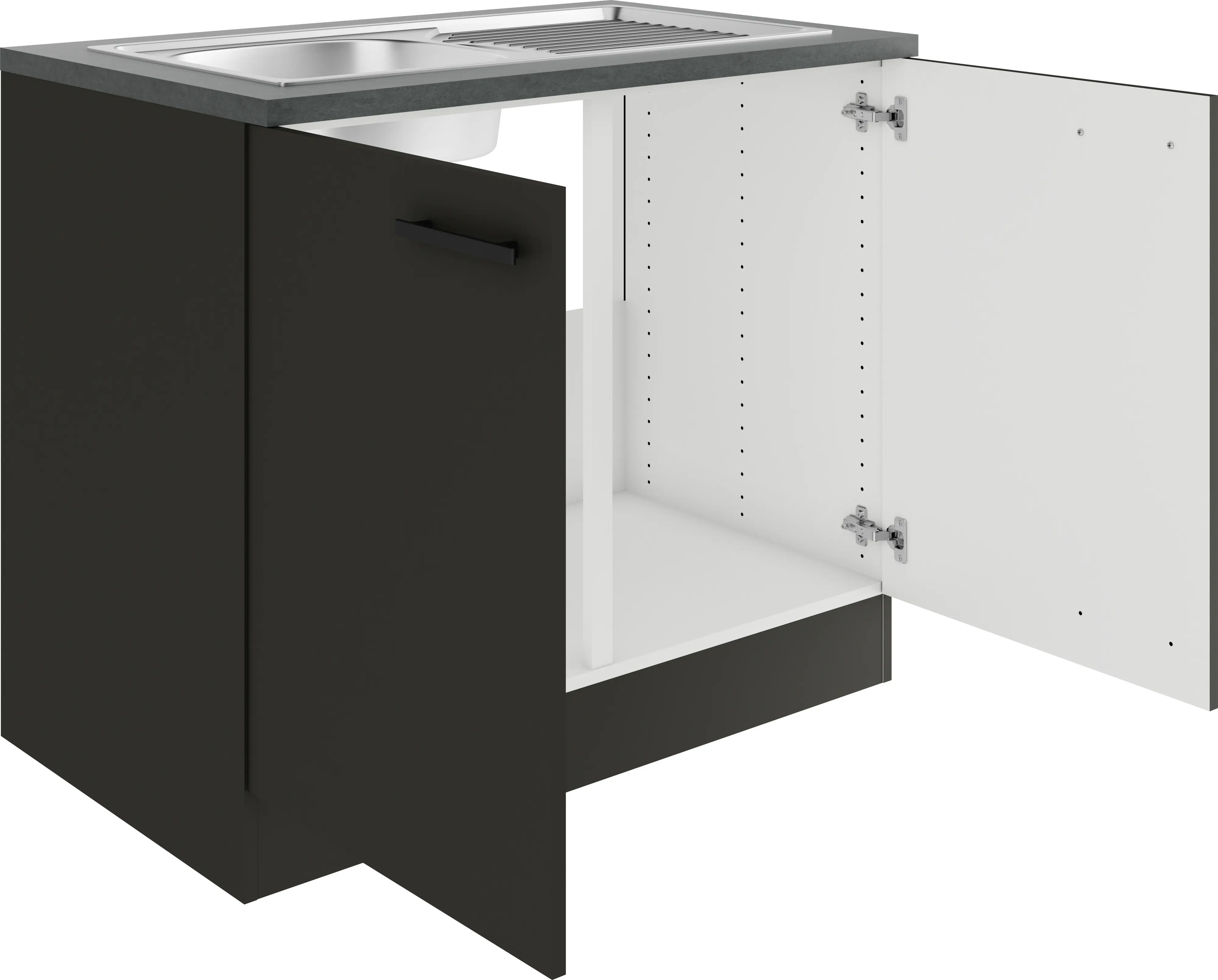 Optifit Spülenunterschrank Madrid 420 anthrazit matt 100 cm