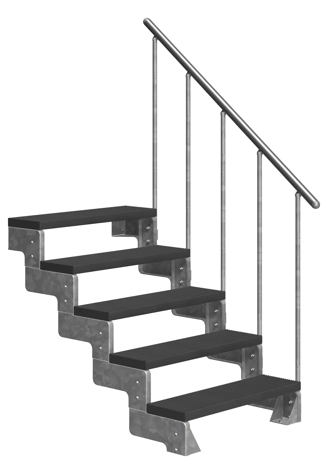 Dolle Außentreppe Gardentop mit Geländer verzinkt Breite 100 cm Trimax anthrazit