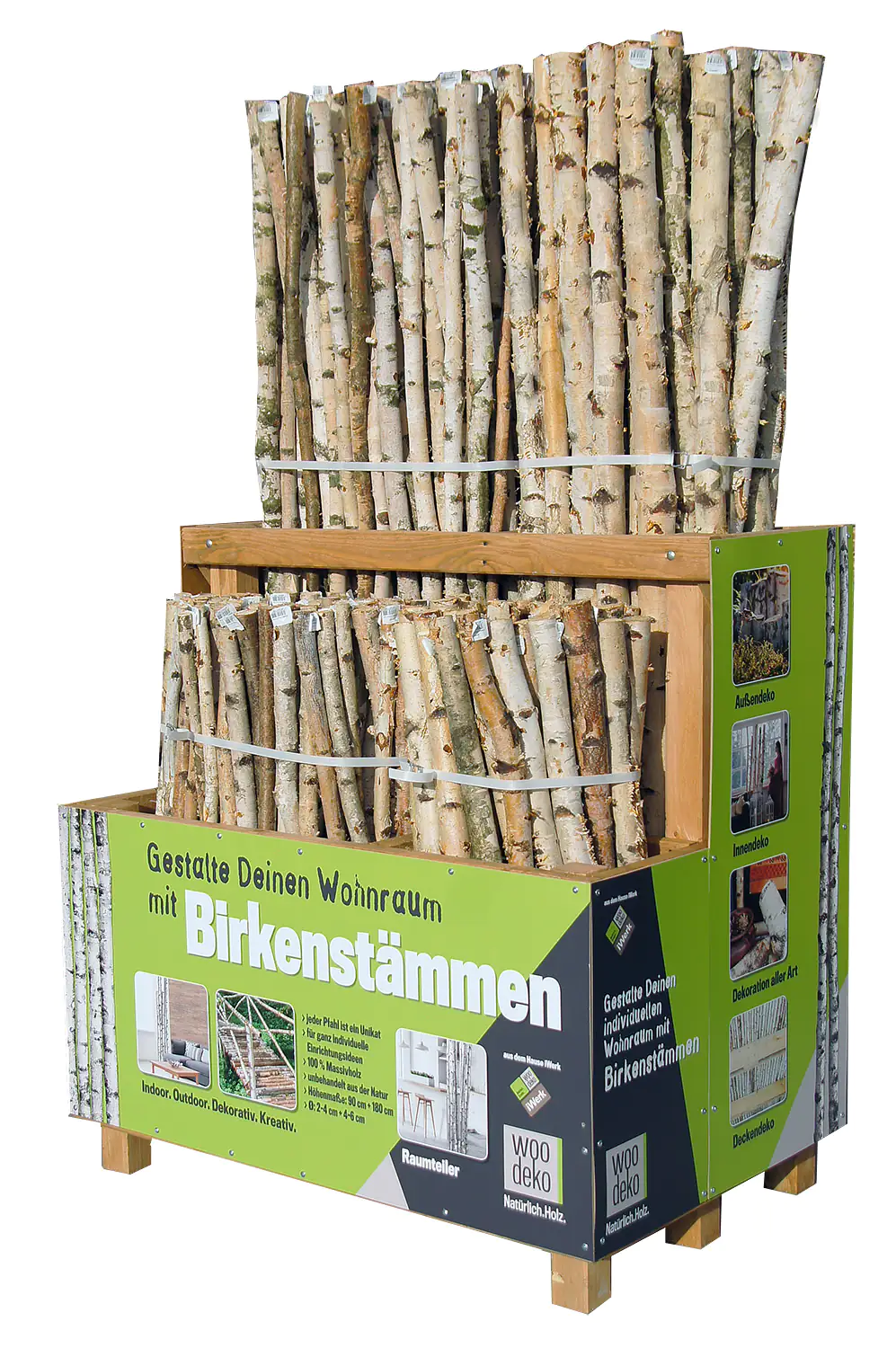Birkenstamm 180 cm ø 4-6 cm