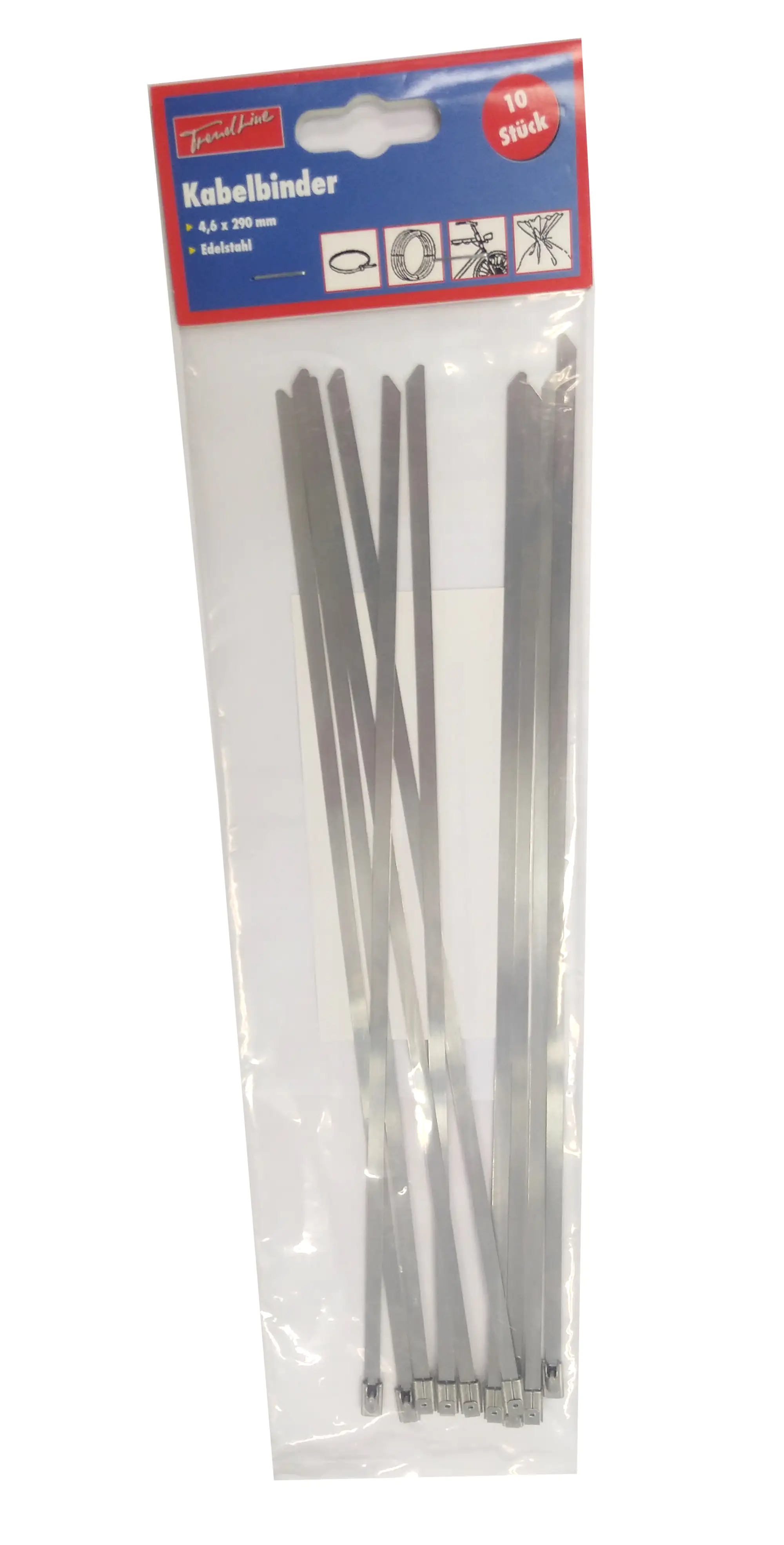 TrendLine Kabelbinder 4,6 x 290 mm, 10 Stück, Edelstahl