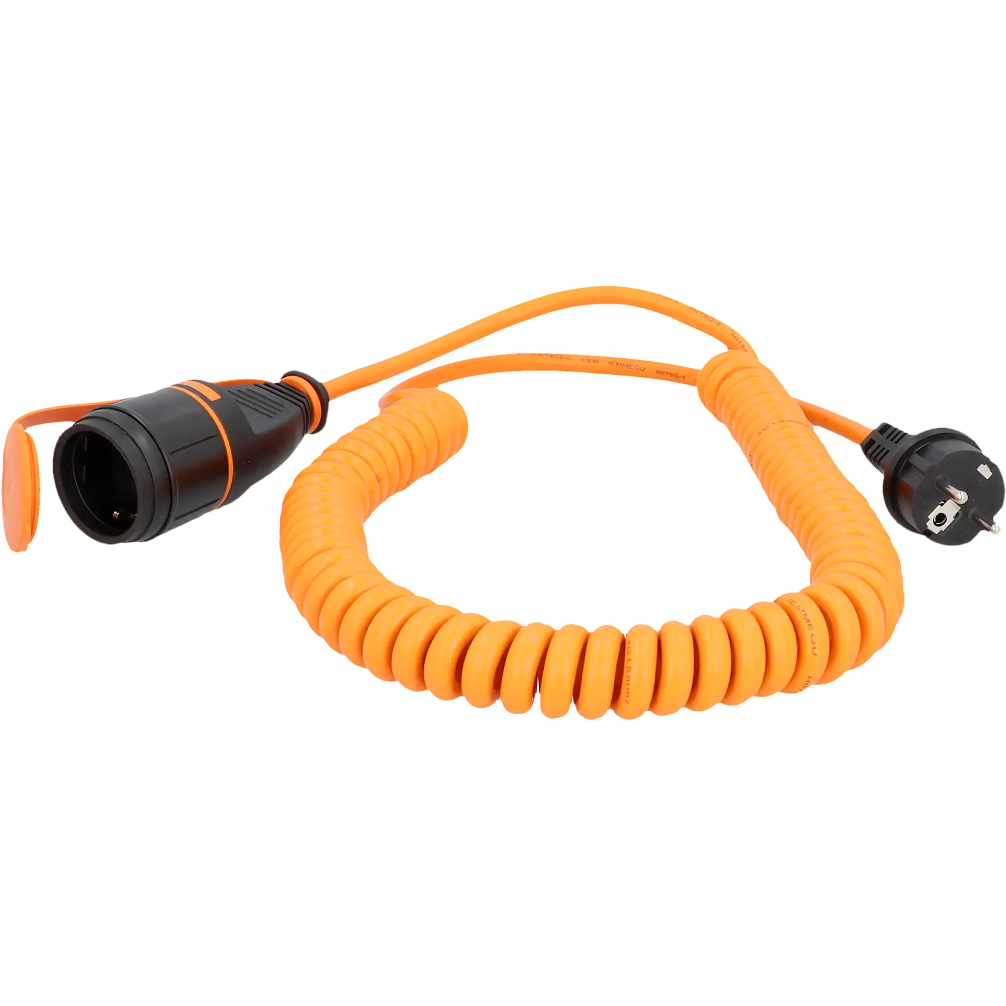 Unitec BQ-Verlängerungskabel Außen 5 Meter H07BQ-F 3G1,5, Spiralkabel