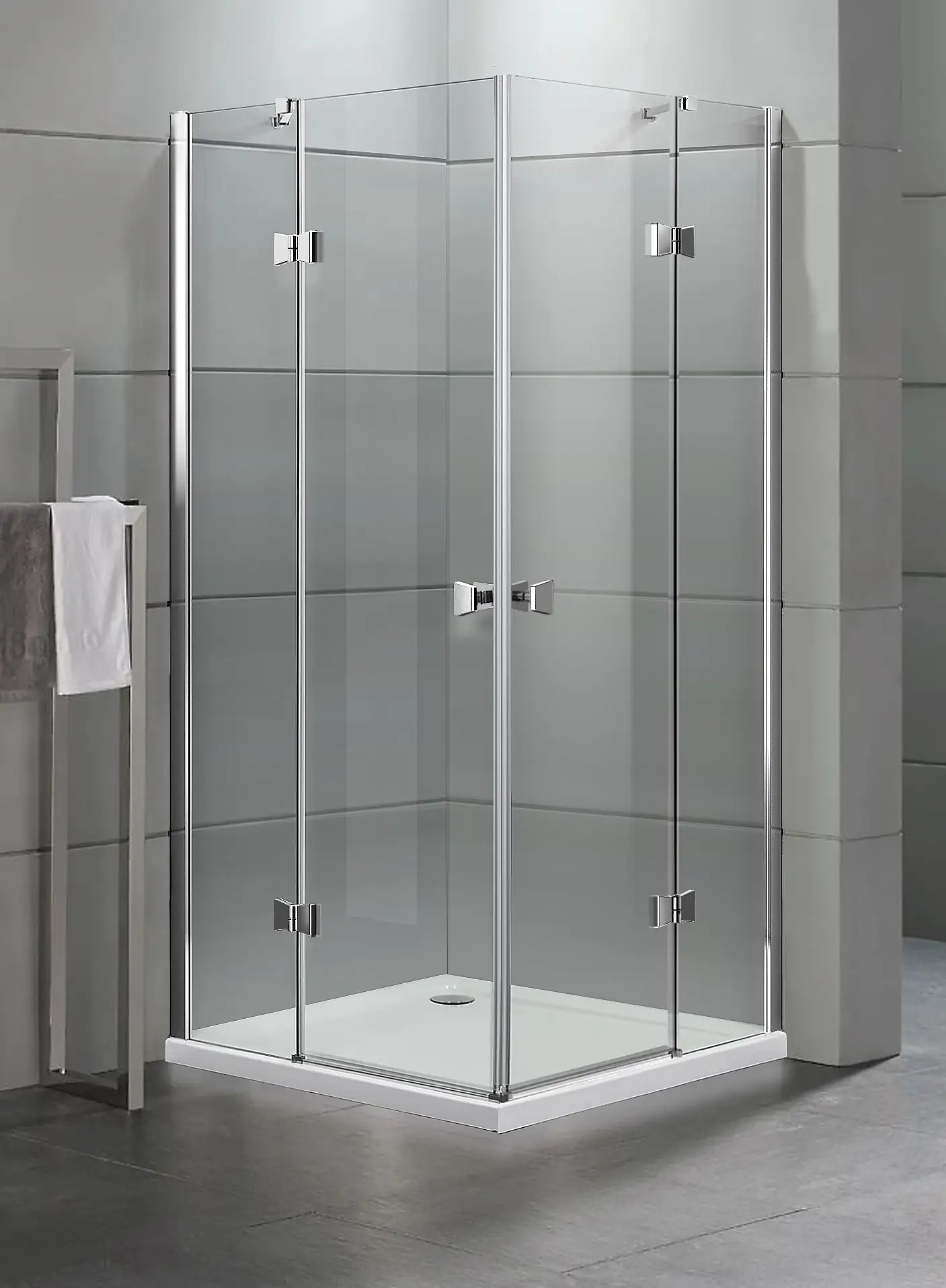 Primaster Eckeinstieg Tür Eckdusche Easy-6 Open 90 x 90 cm Klarglas chrom