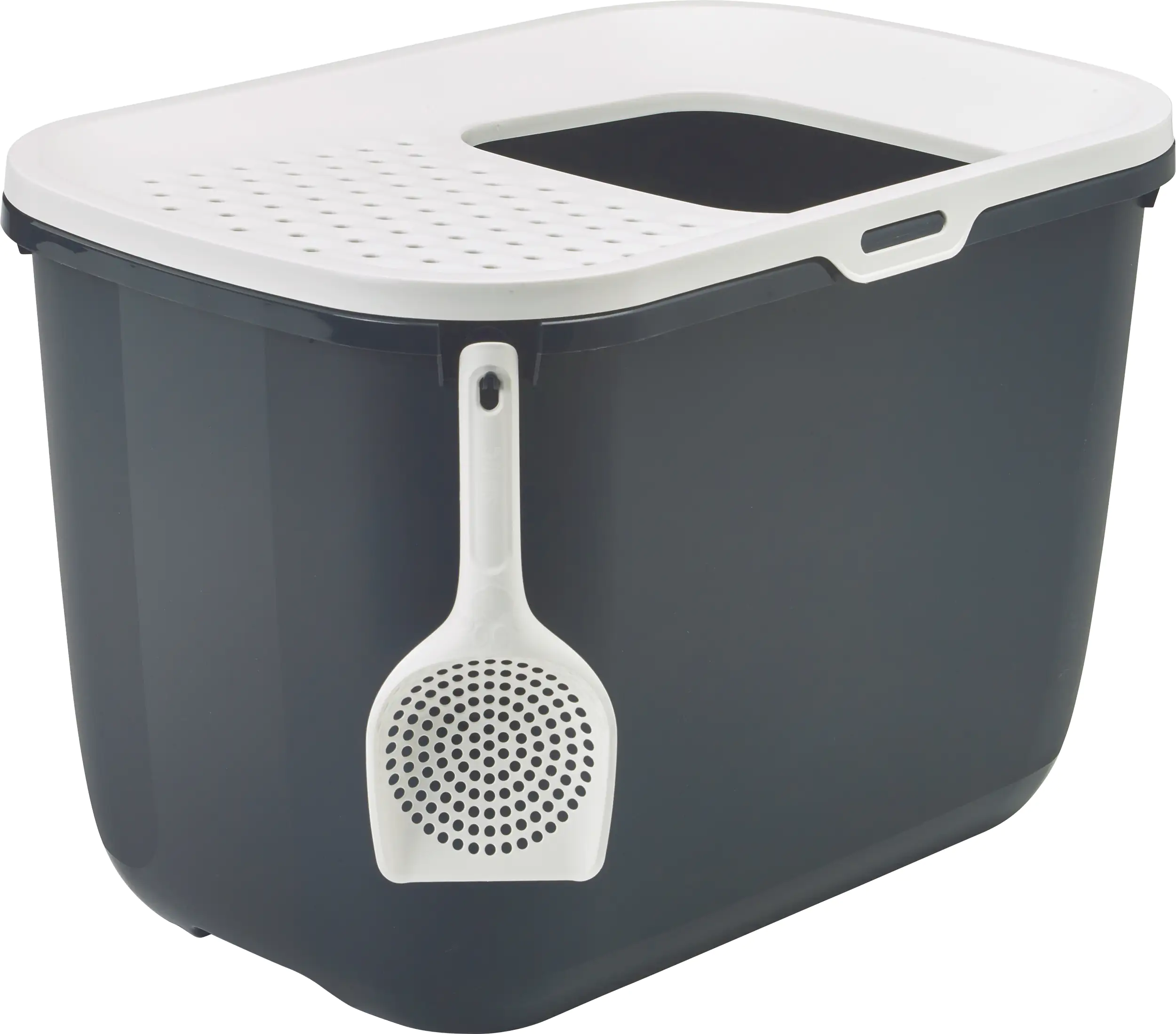 Nobby Katzentoilette Hop In anthrazit-weiß 58,5 x 39 x 39,5 cm