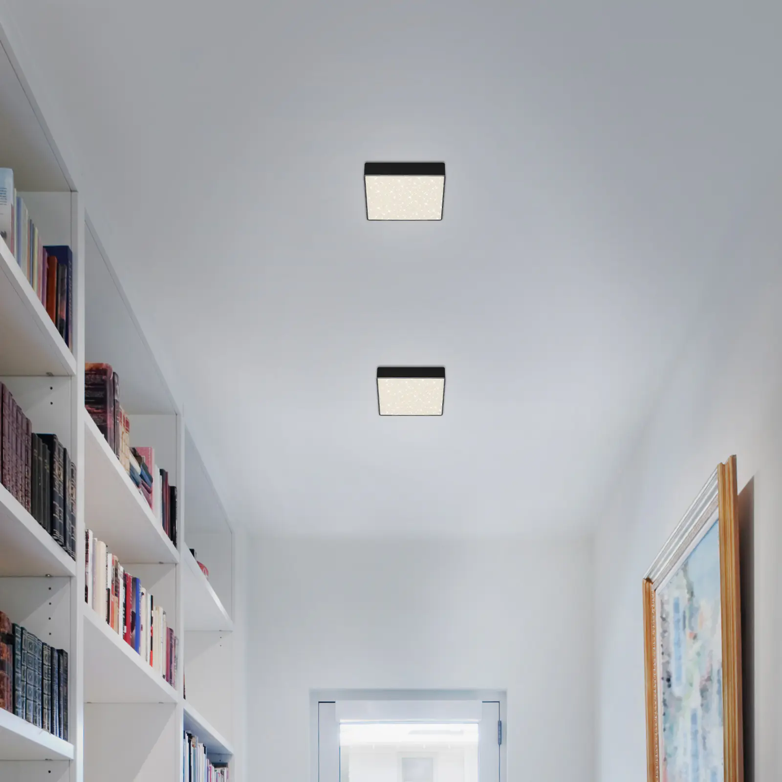 Briloner LED Deckenleuchte Flame Star schwarz 15,7 cm mit Sternenhimmel