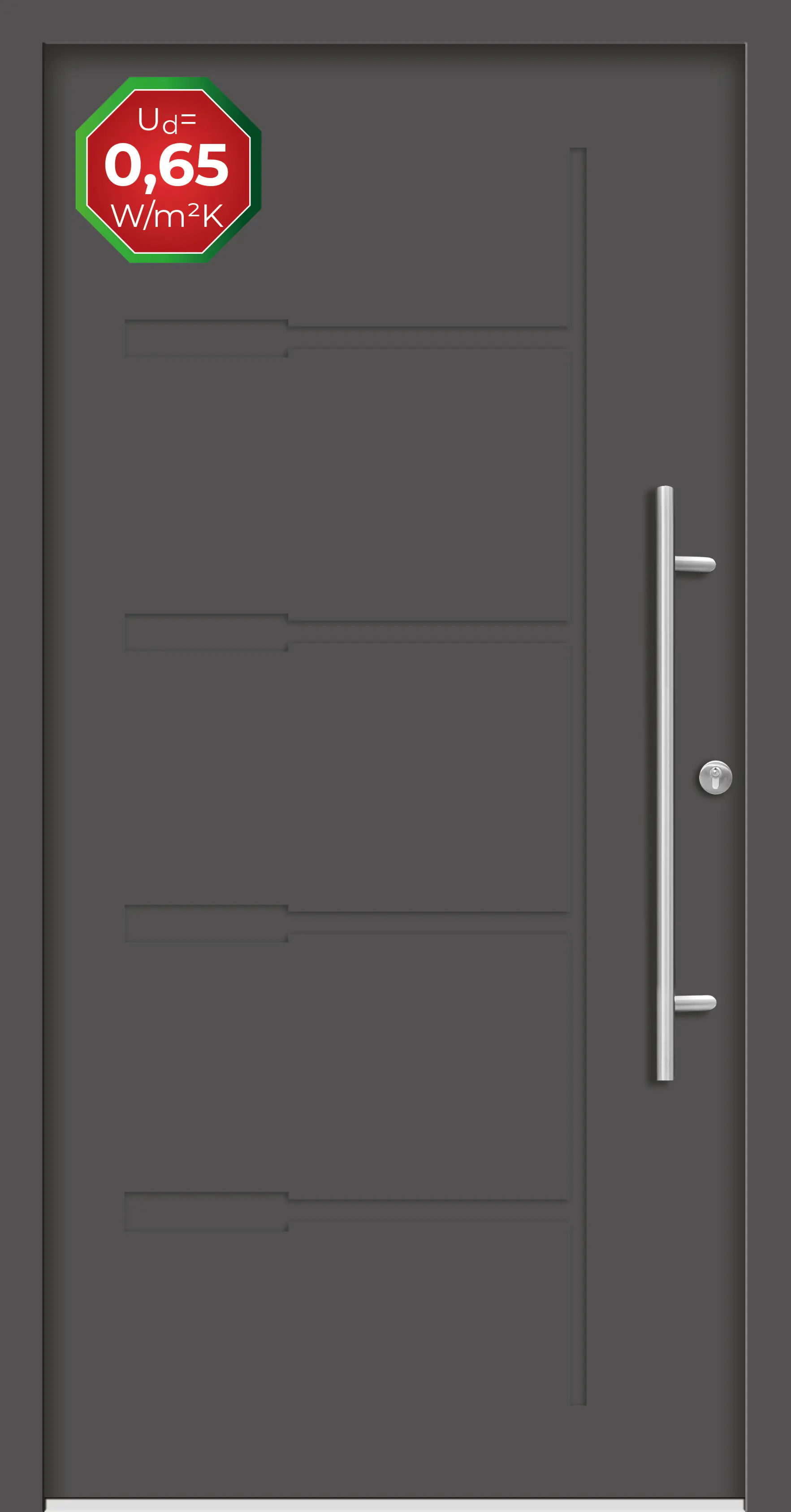 Splendoor Haustür Passivedoor Premium H1 Anthrazit DIN Rechts 100 x 210 cm