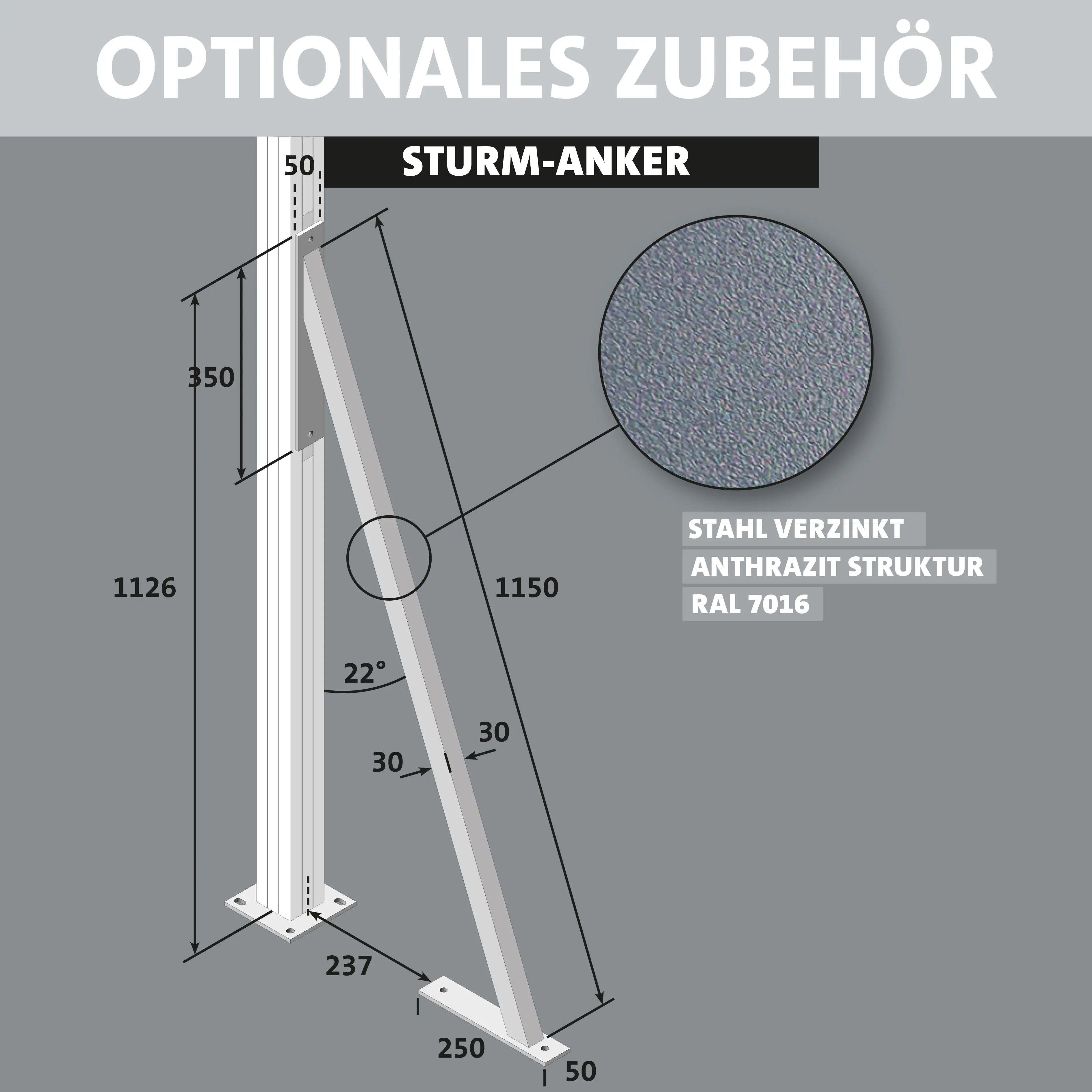 Ambiente Sturmanker Stahl 115 x 3 cm verzinkt anthrazit