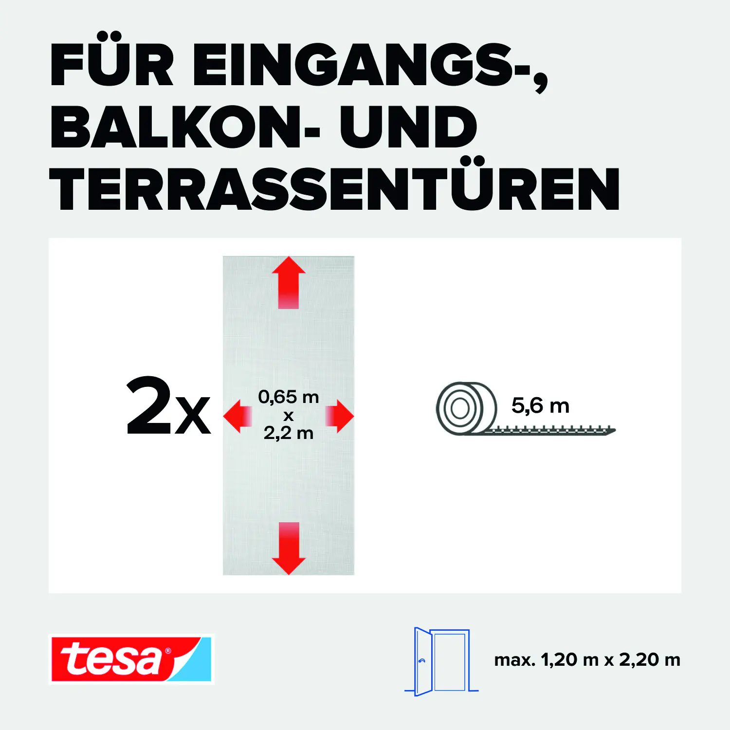 tesa Fliegengitter Tür 65 x 220 cm anthrazit kürzbar 2 Stück