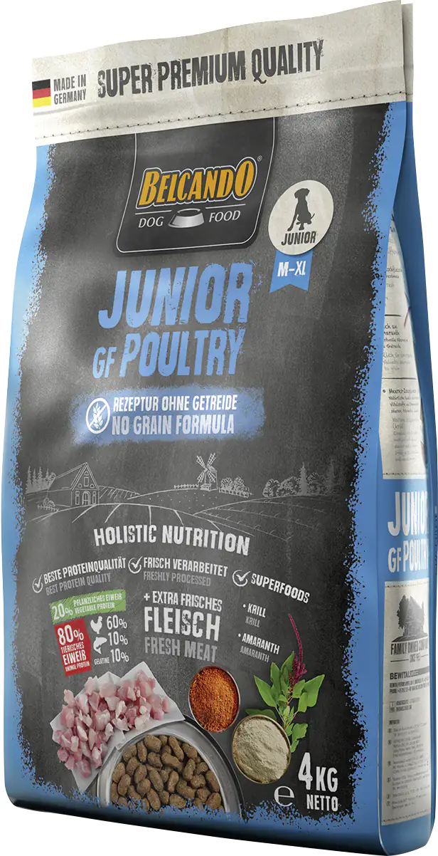 Belcando GF Poultry Hundetrockenfutter Junior 4 kg Geflügel 