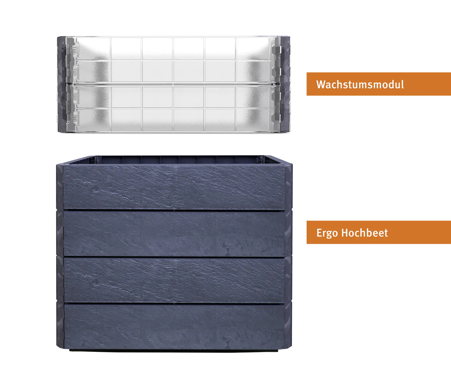 Garantia Hochbeet Ergo Quadro Turbo M 75 80 x 60 x 75 cm, stone, mit Flora Wassersystem und Wachstum