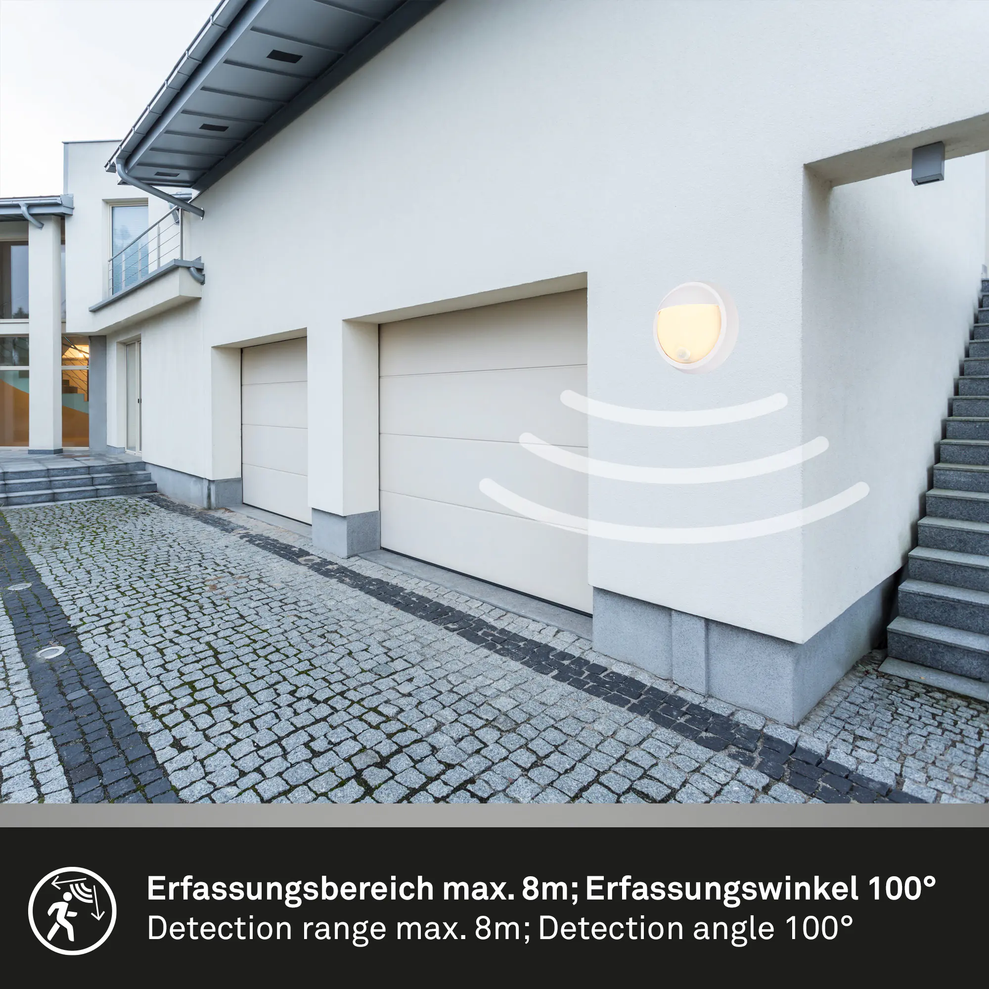 Briloner LED Außenwandleuchte Puni Akku 4W weiß Bewegungssensor warmweiß