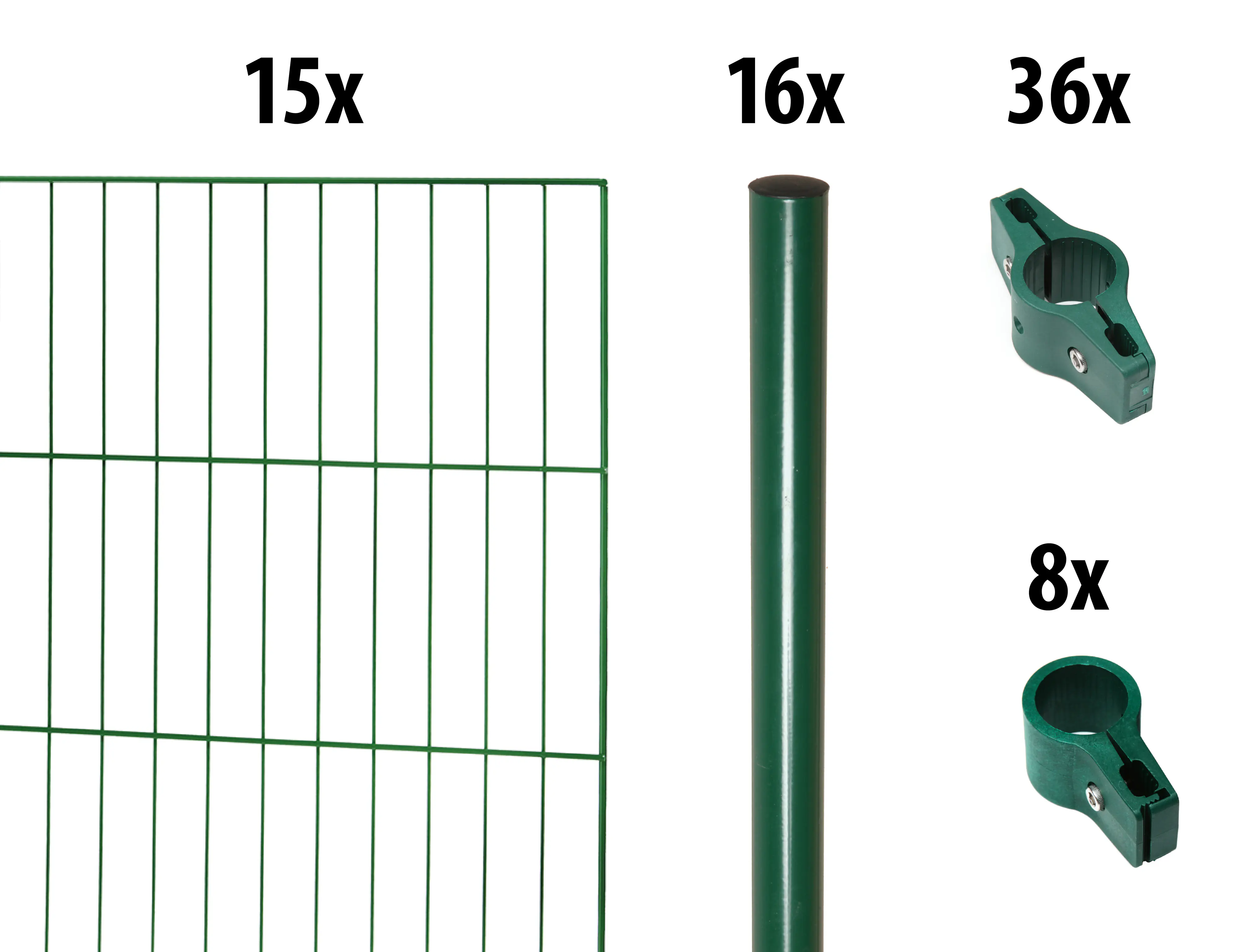 Floraworld Einstabmatten-Zaun Set Classic 30 m 200 x 150 cm inkl. 16 Pfosten 200 cm moosgrün