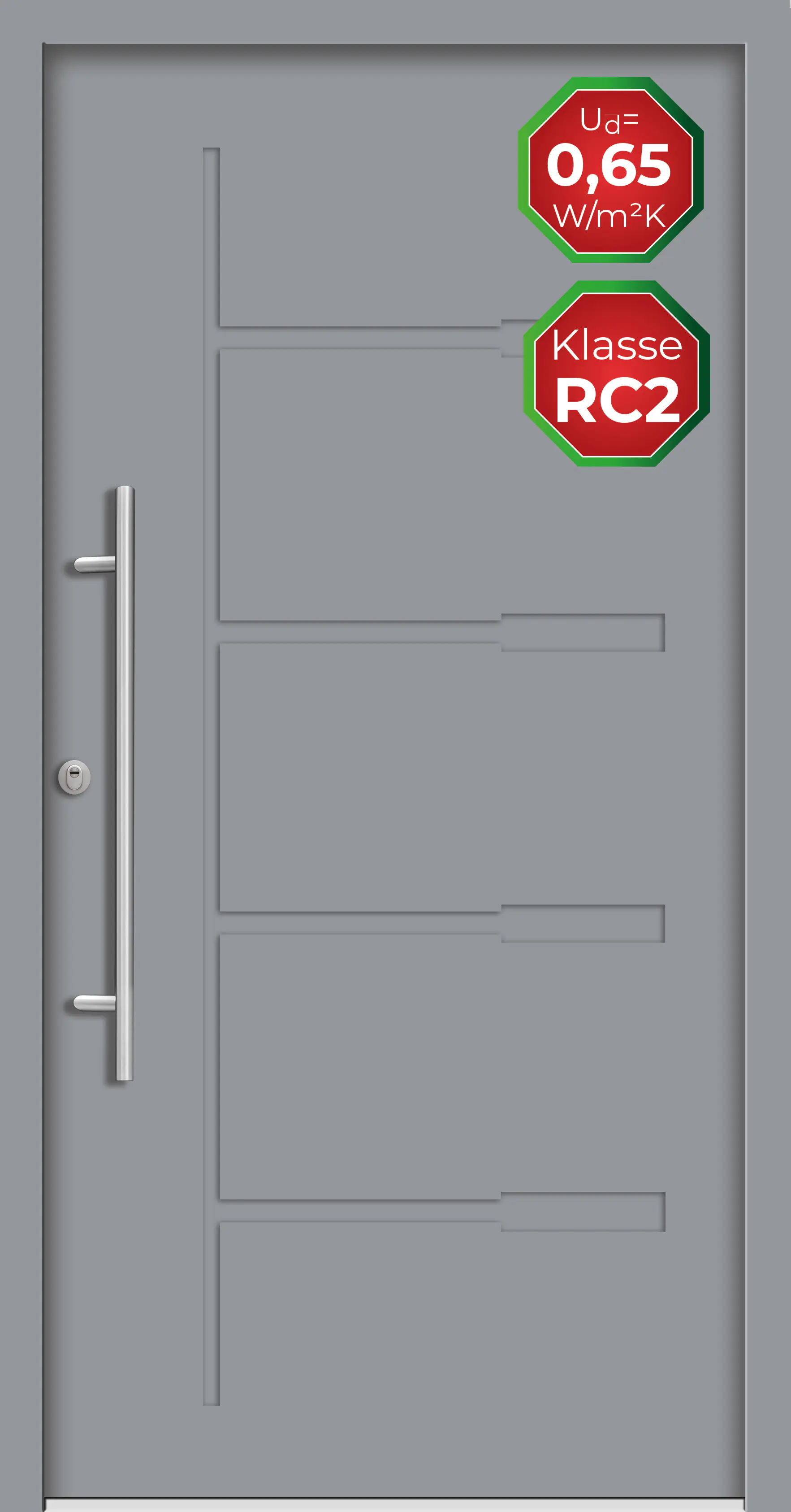 Splendoor Haustür Passivedoor Premium H1 RC2 Grau DIN Links 100 x 210 cm