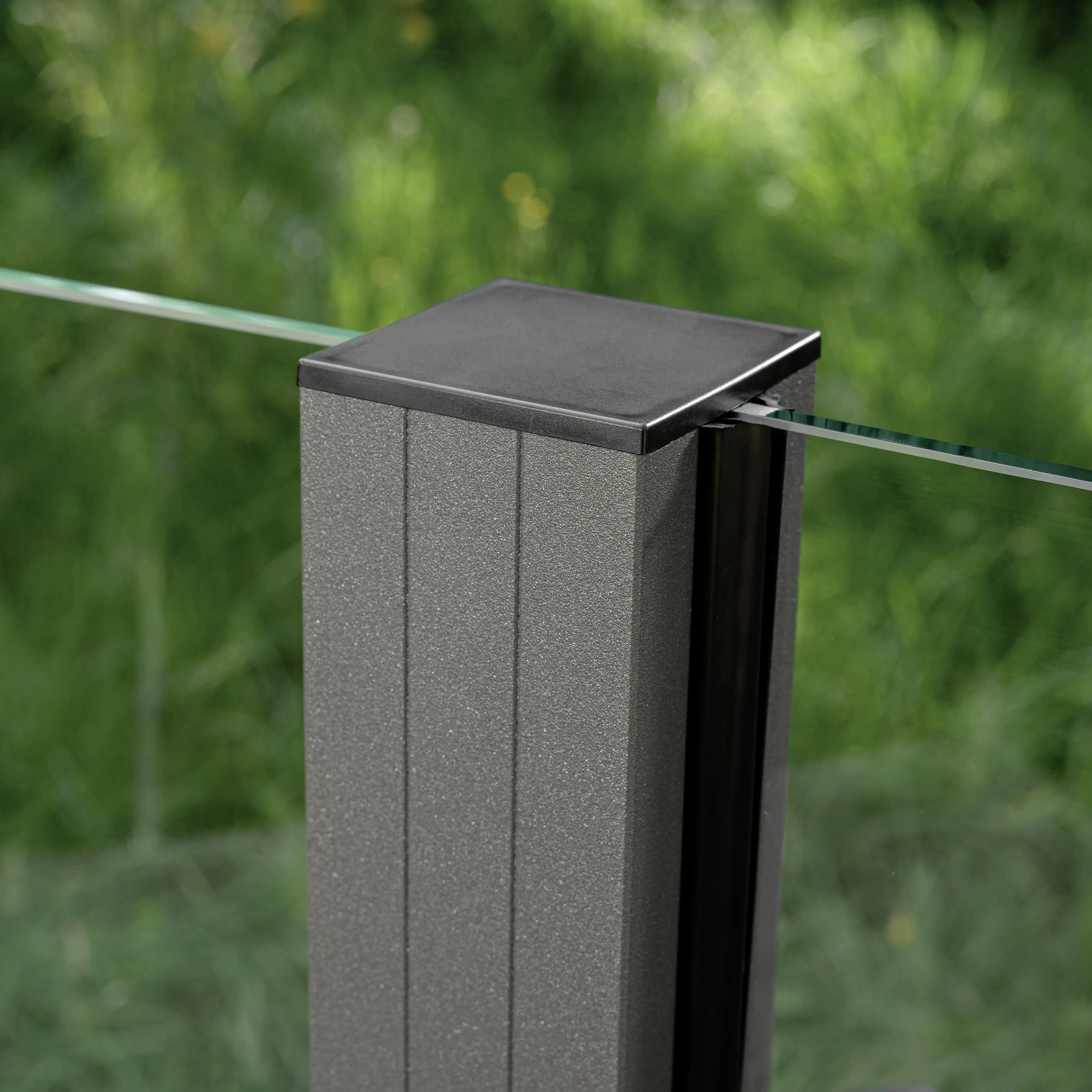 Ambiente Glaszaun Grundset Klarglas mit Siebdruck 187 x 107,2 cm  grau