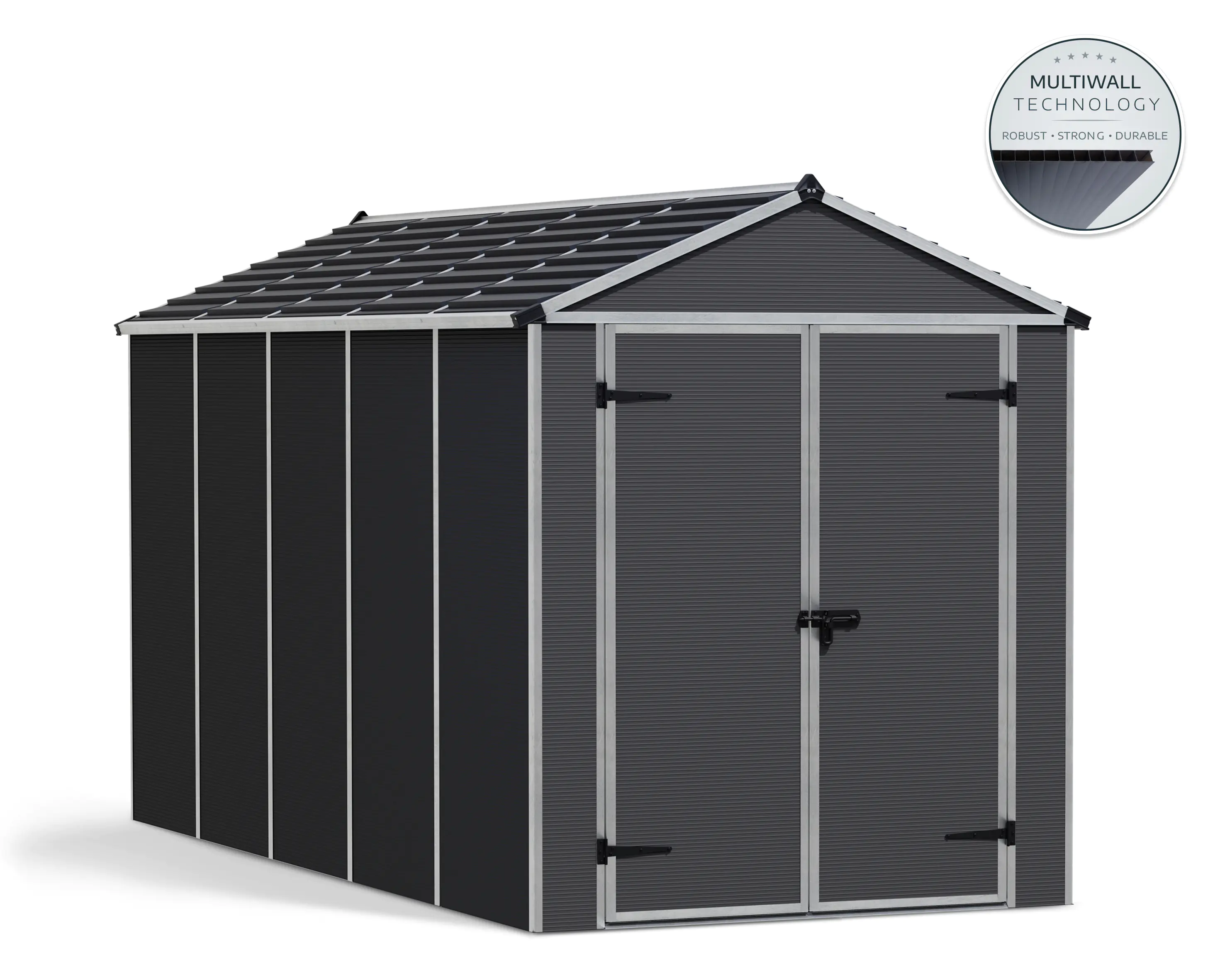 Canopia Gerätehaus Rubicon Alu grau 379 x 185 cm