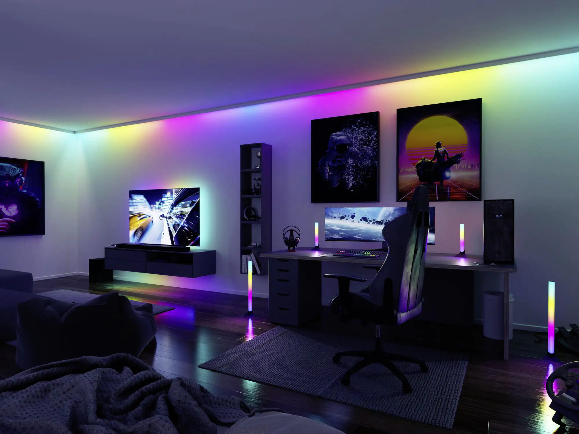 Paulmann Entertain USB LED Stripe 2,4m RGB dimmbar, für 65 Zoll Fernseher