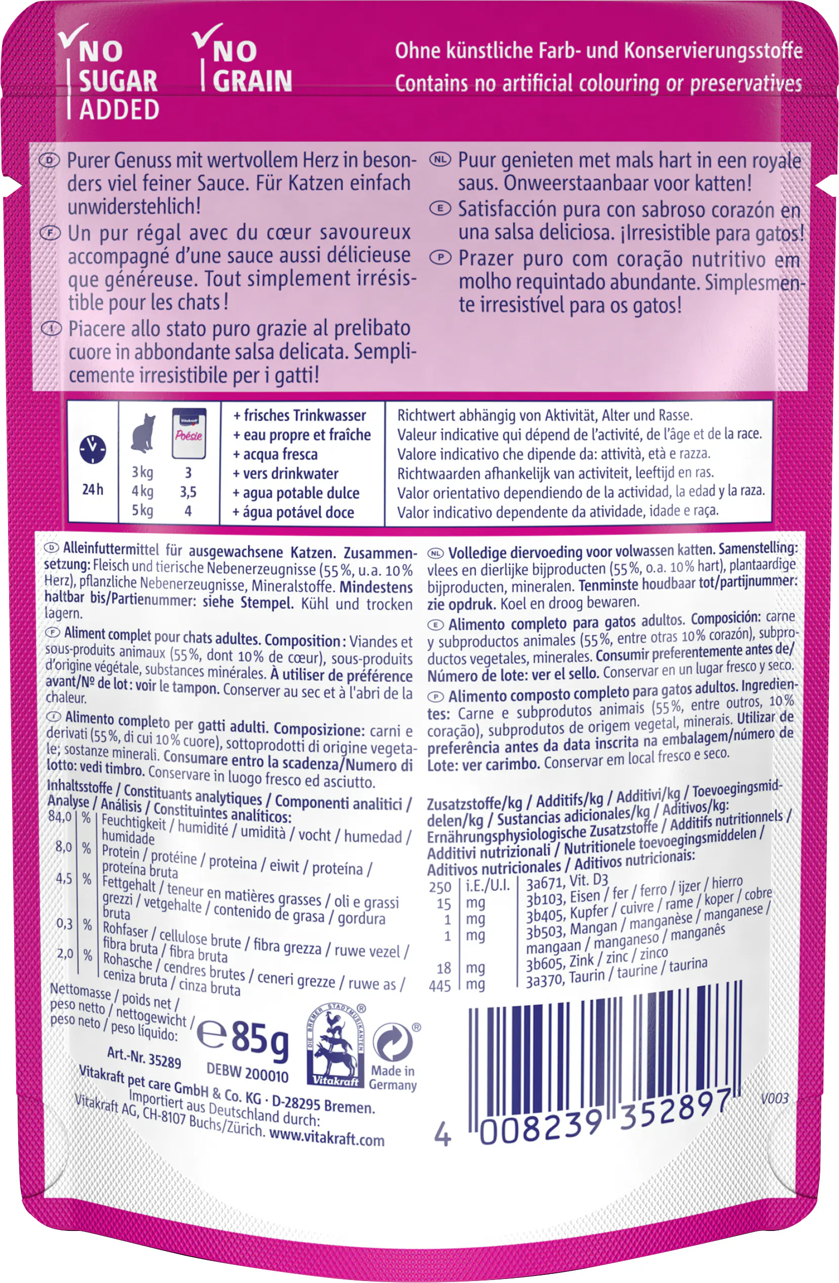 Vitakraft Poésie Katzenfutter Délice Sauce Herz 85 g