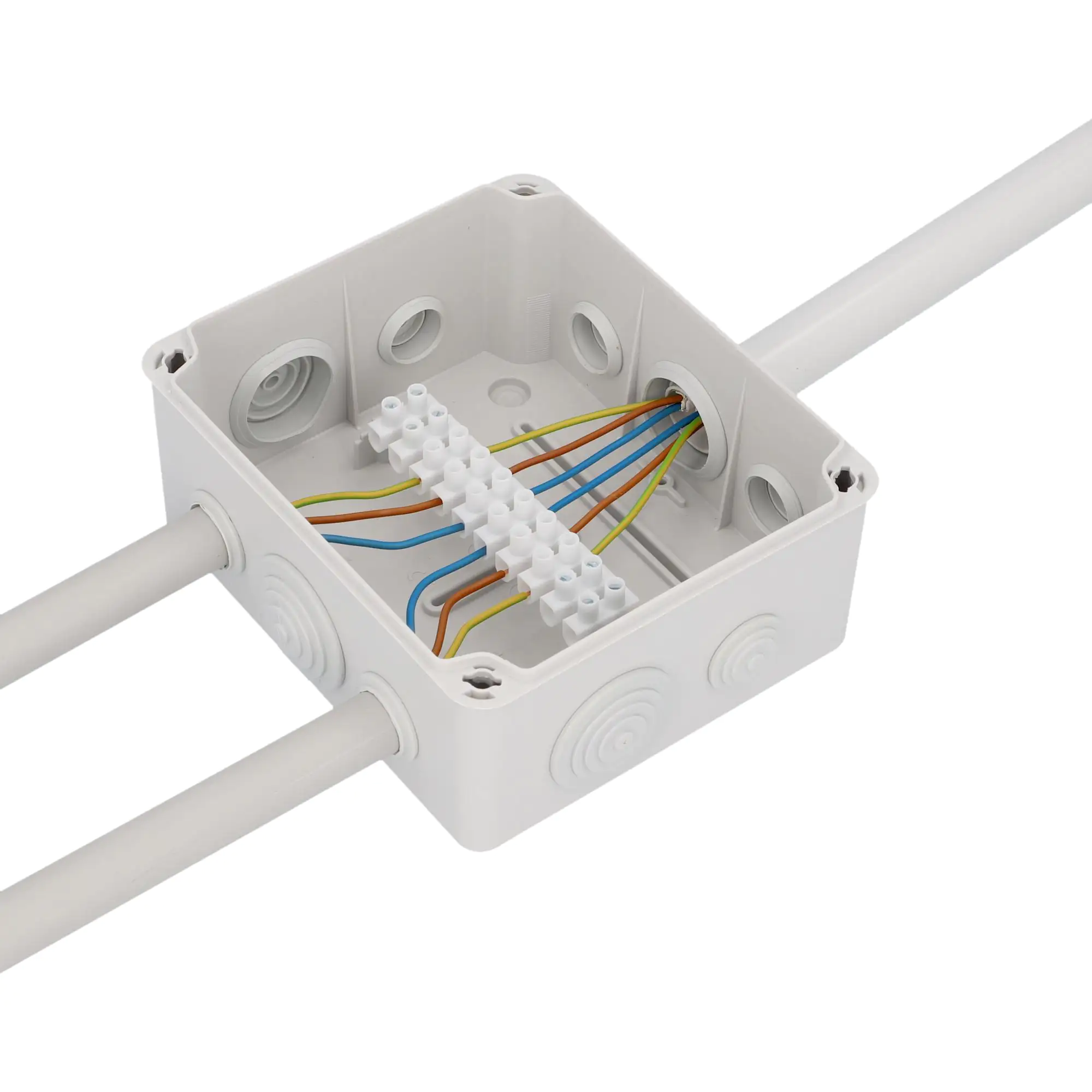 Aufputz- Abzweigdose IP65, mit Schraubdeckel, 165 x 105 x 190 mm, grau