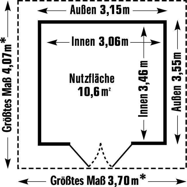 Grosfillex Gartenhaus Deco H 11 370 x 407 cm (inkl. Dachüberstand)