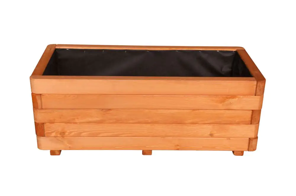 Pflanzkasten Ingo 100 x 45 cm gelb gebeizt mit Wurzeltuch