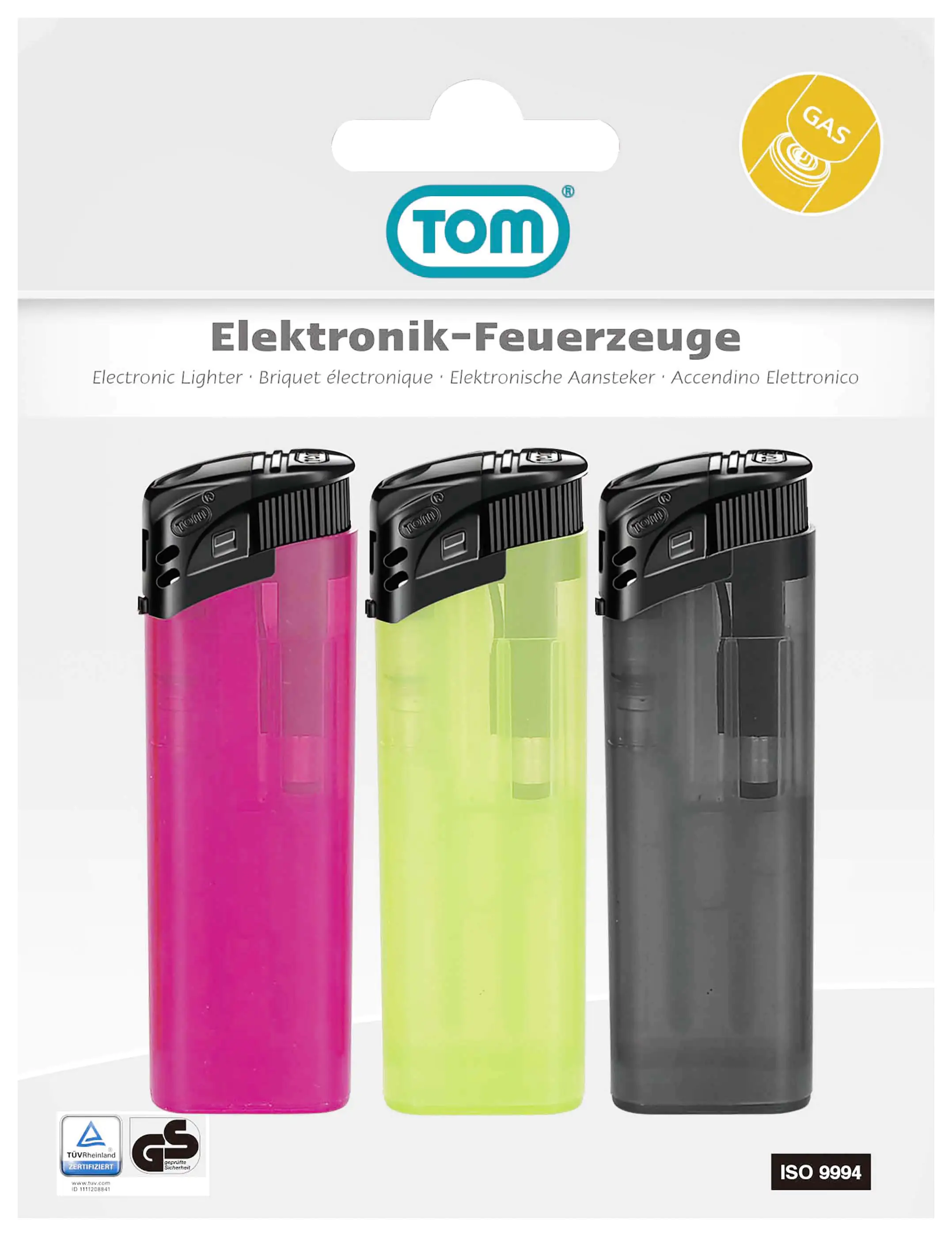 TOM Elektronik-Feuerzeuge 3er Blister